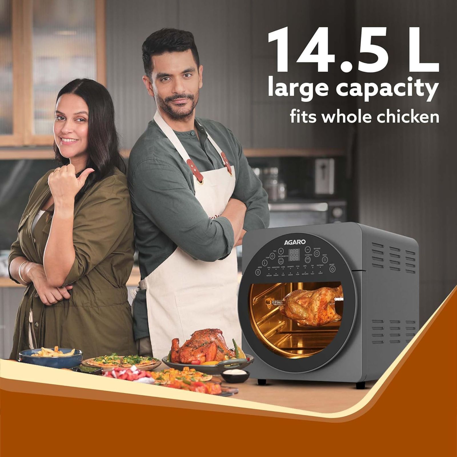 AGARO Elite 14.5L 1700 Watt Digital Air Fryer with 360 Degree Thermal Cycle Technology (Black)_5