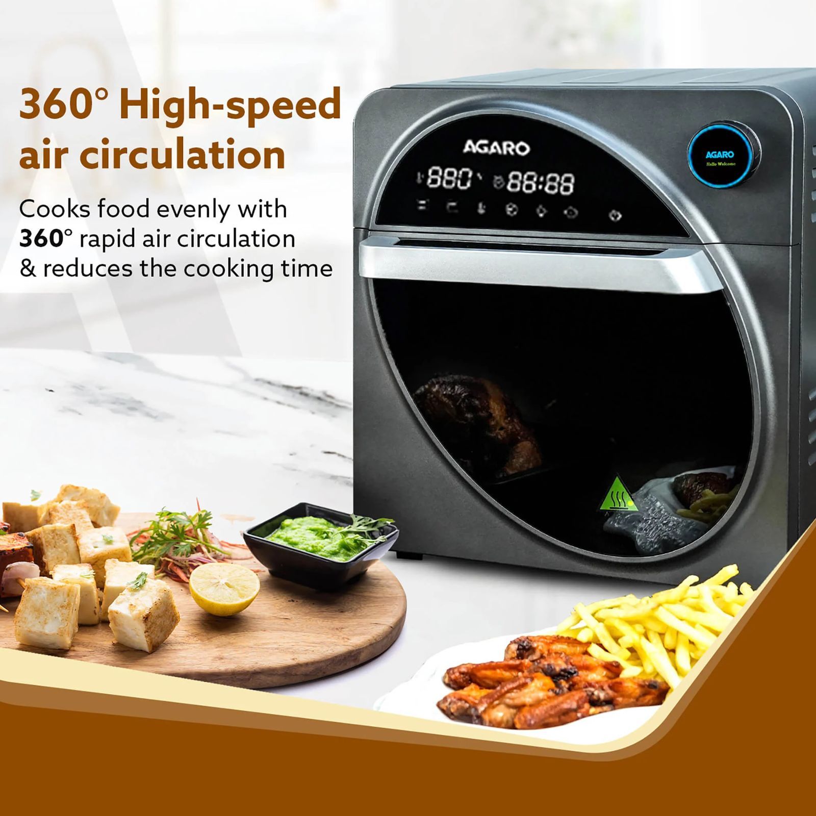 AGARO Royal 14.5L 1700 Watt Digital Air Fryer with 360 Degree Heat Circulation Technology (Dark Grey)_4