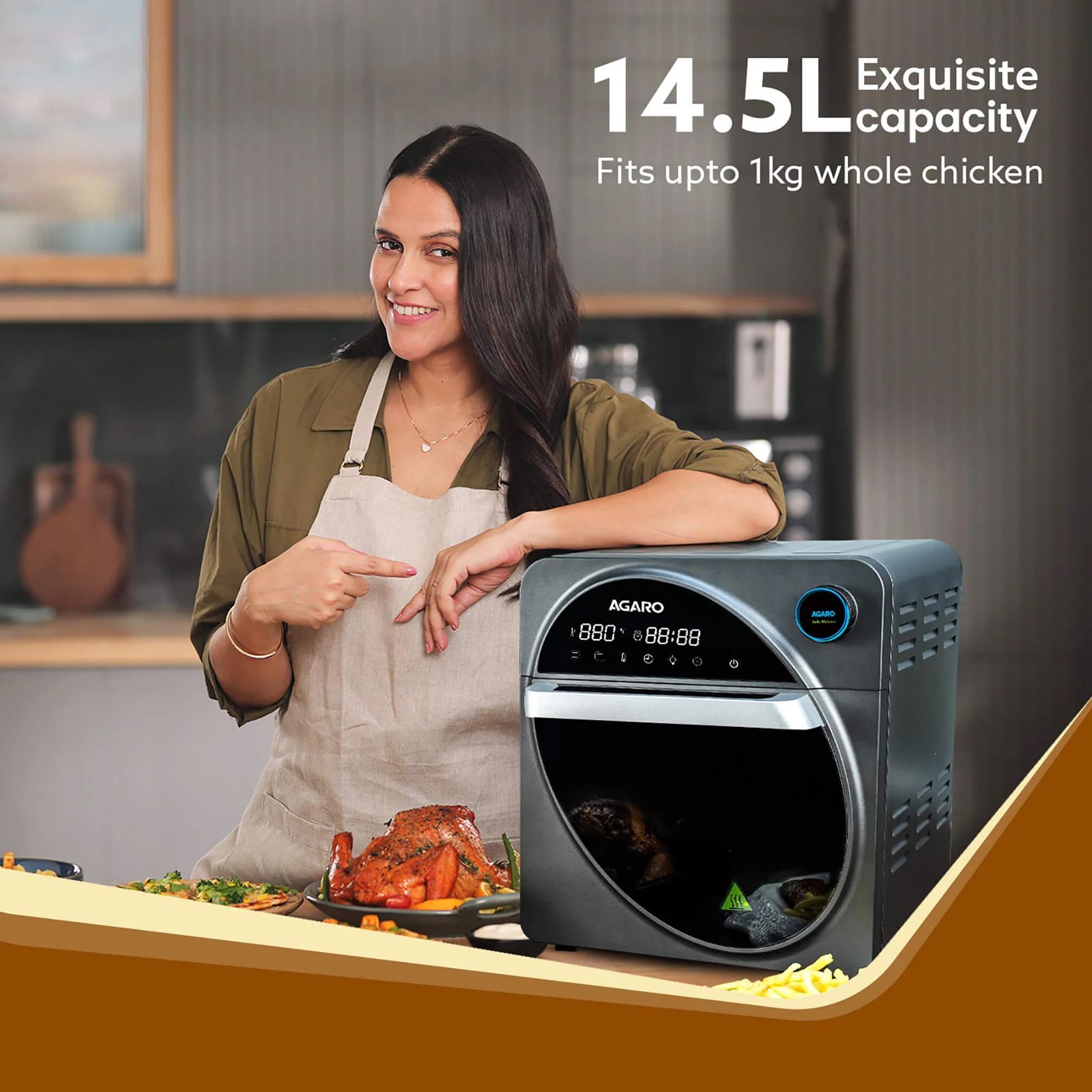 AGARO Royal 14.5L 1700 Watt Digital Air Fryer with 360 Degree Heat Circulation Technology (Dark Grey)_5