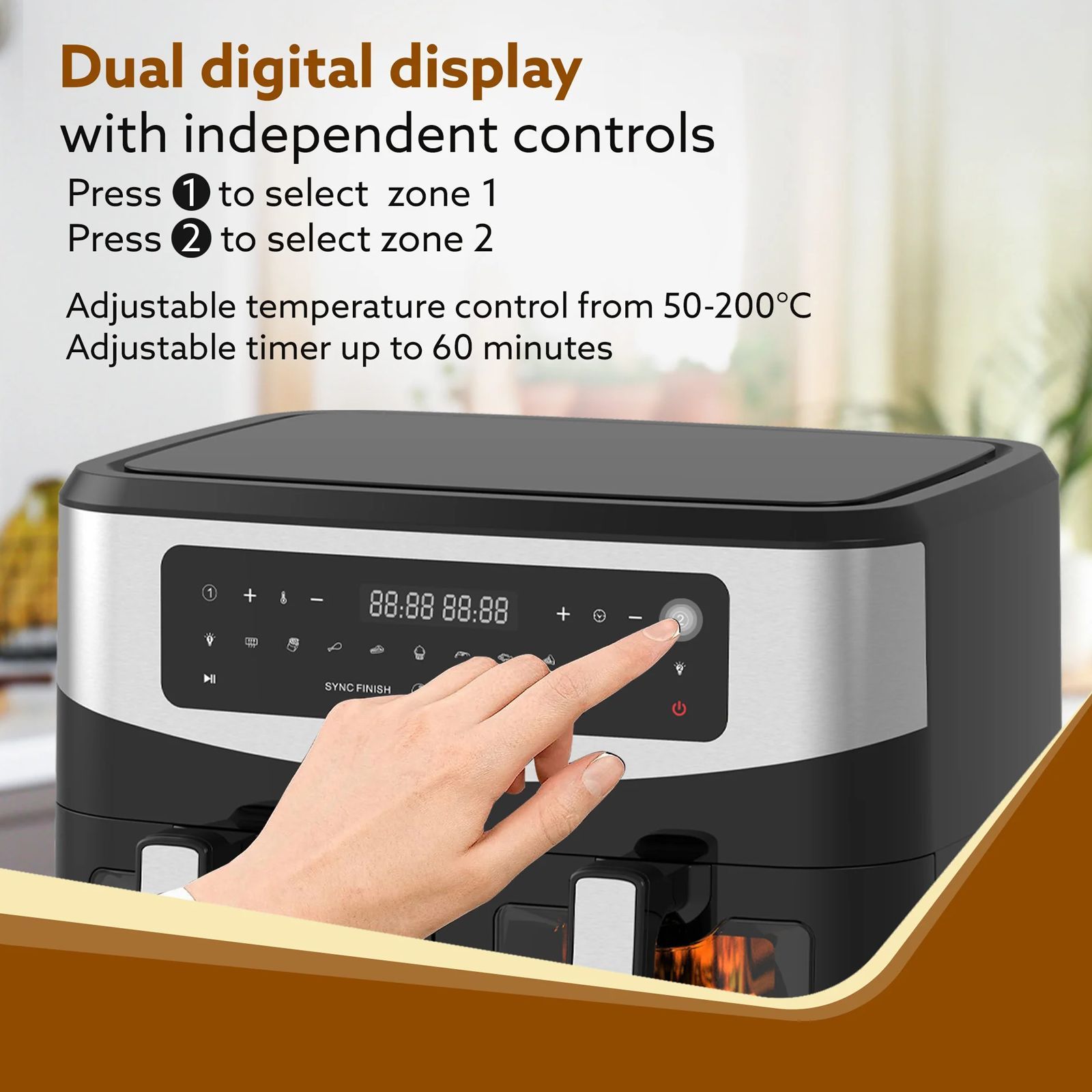 AGARO Imperial 4.5L 2400 Watt Digital Air Fryer with 10 Preset Programs (Black)_6