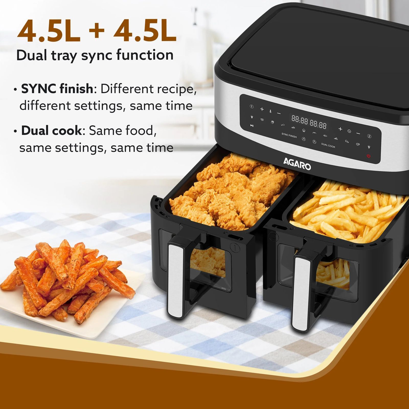 AGARO Imperial 4.5L 2400 Watt Digital Air Fryer with 10 Preset Programs (Black)_7