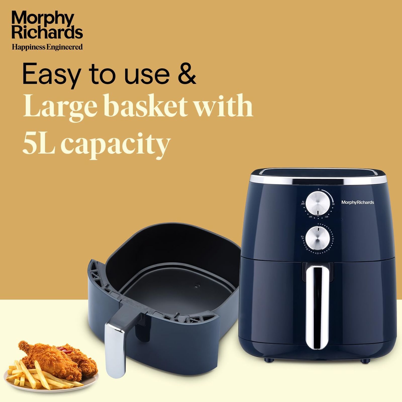 Morphy Richards Crisp Pro Classic 5L 1800 Watt Air Fryer with Dual Fan Technology (Navy Blue)_9