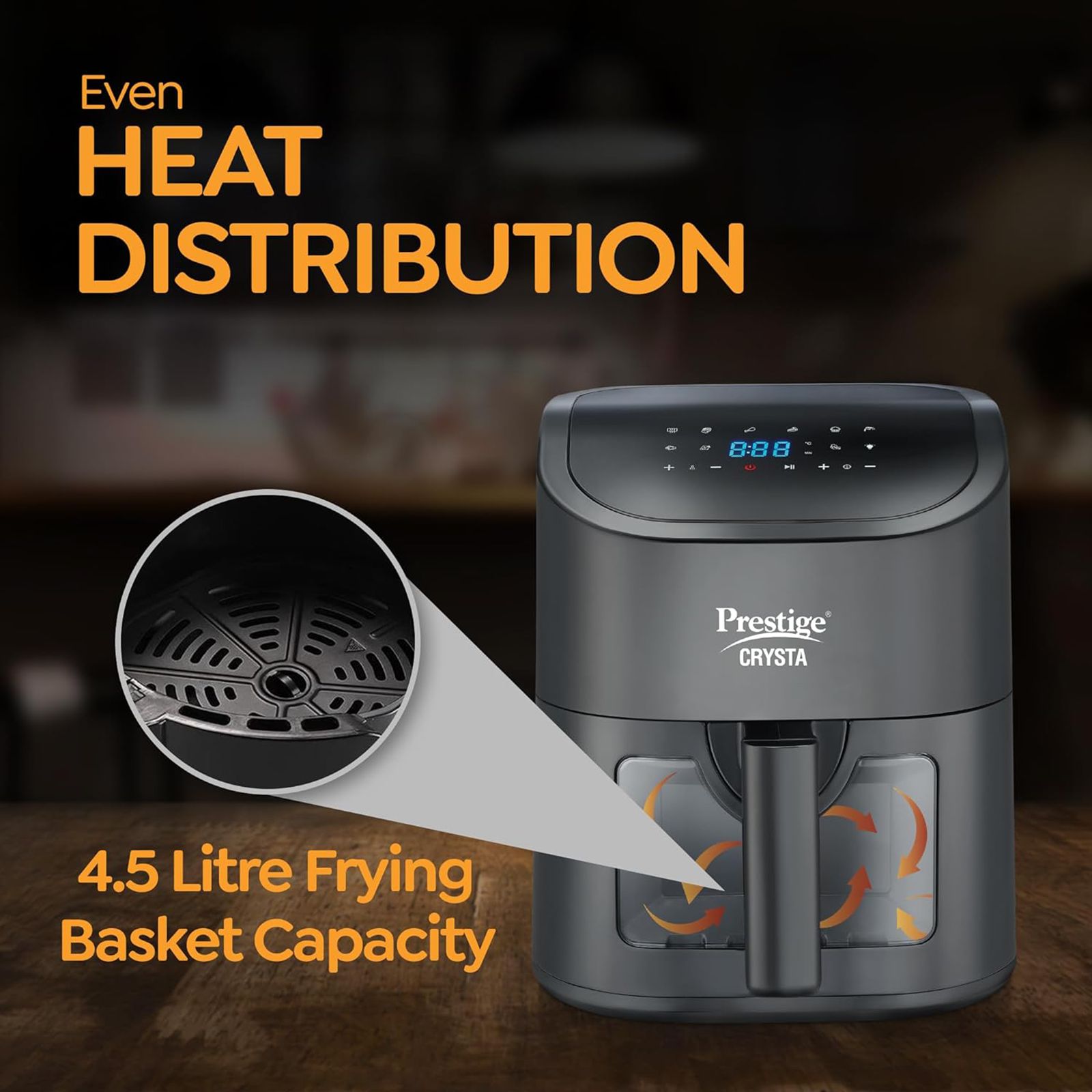 Prestige Crysta 4.5L 1600 Watt Digital Air Fryer with Smart Air Flow Technology (Black)_8