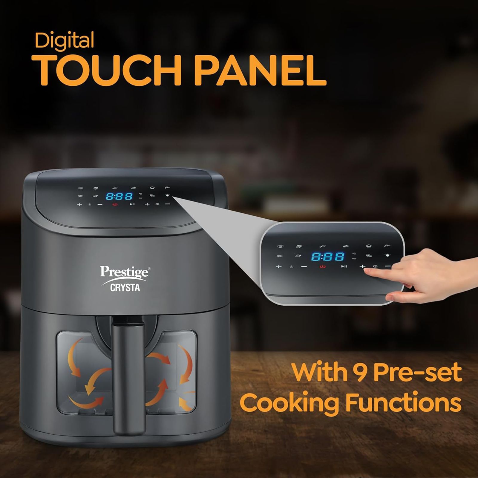 Prestige Crysta 4.5L 1600 Watt Digital Air Fryer with Smart Air Flow Technology (Black)_10