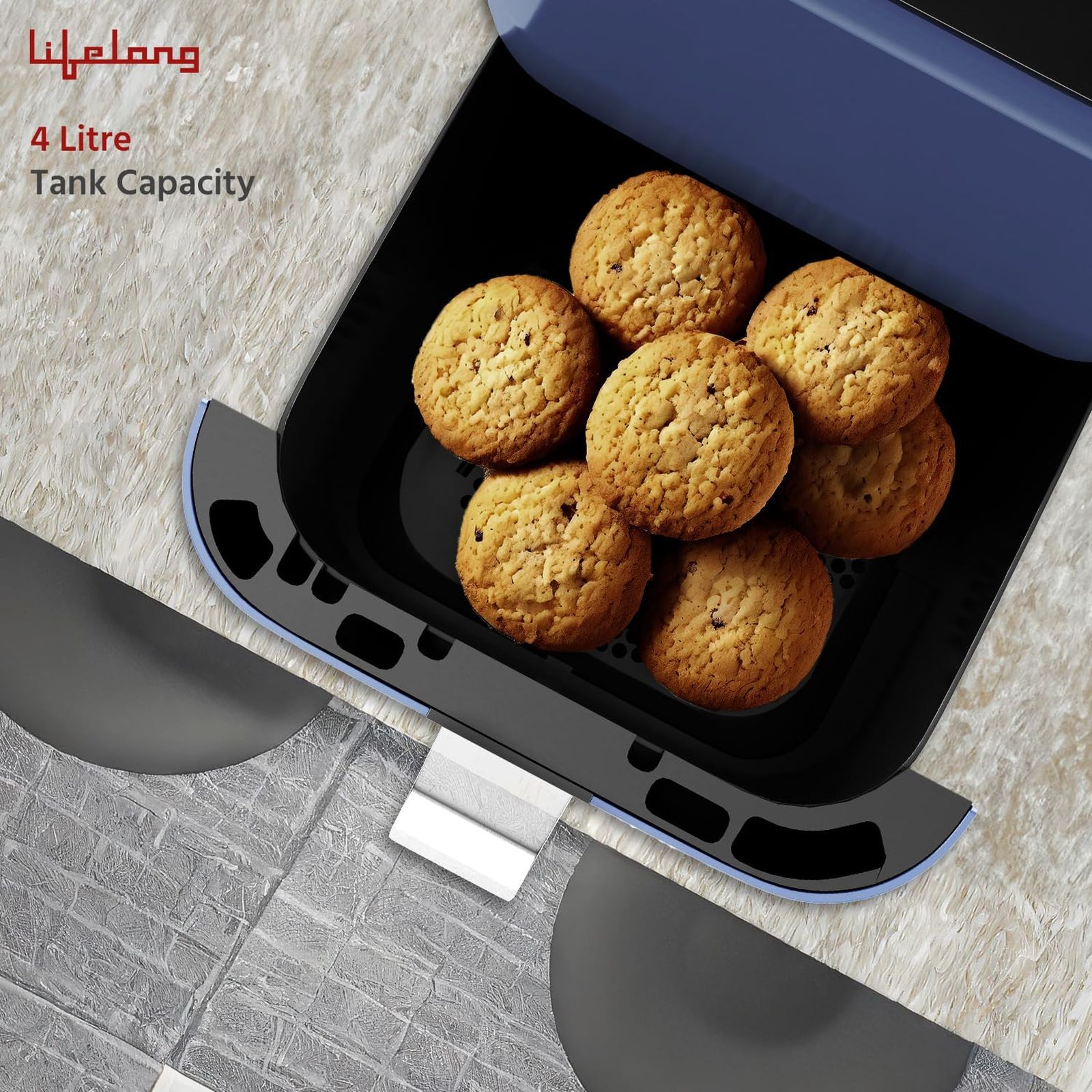 Lifelong LLHFD450 4L 1200 Watt Digital Air Fryer with 7 Preset Menus (Blue)_6