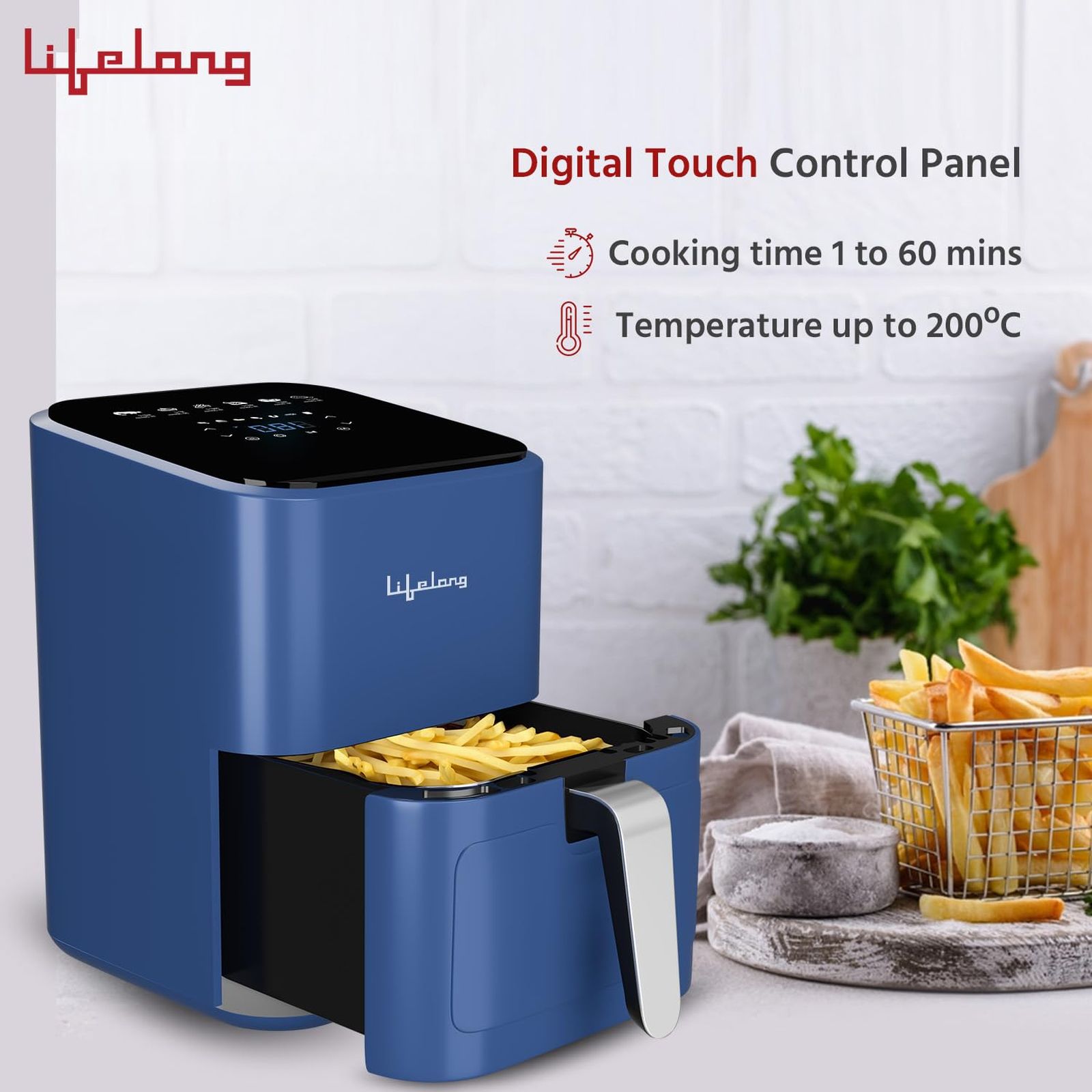 Lifelong LLHFD450 4L 1200 Watt Digital Air Fryer with 7 Preset Menus (Blue)_7