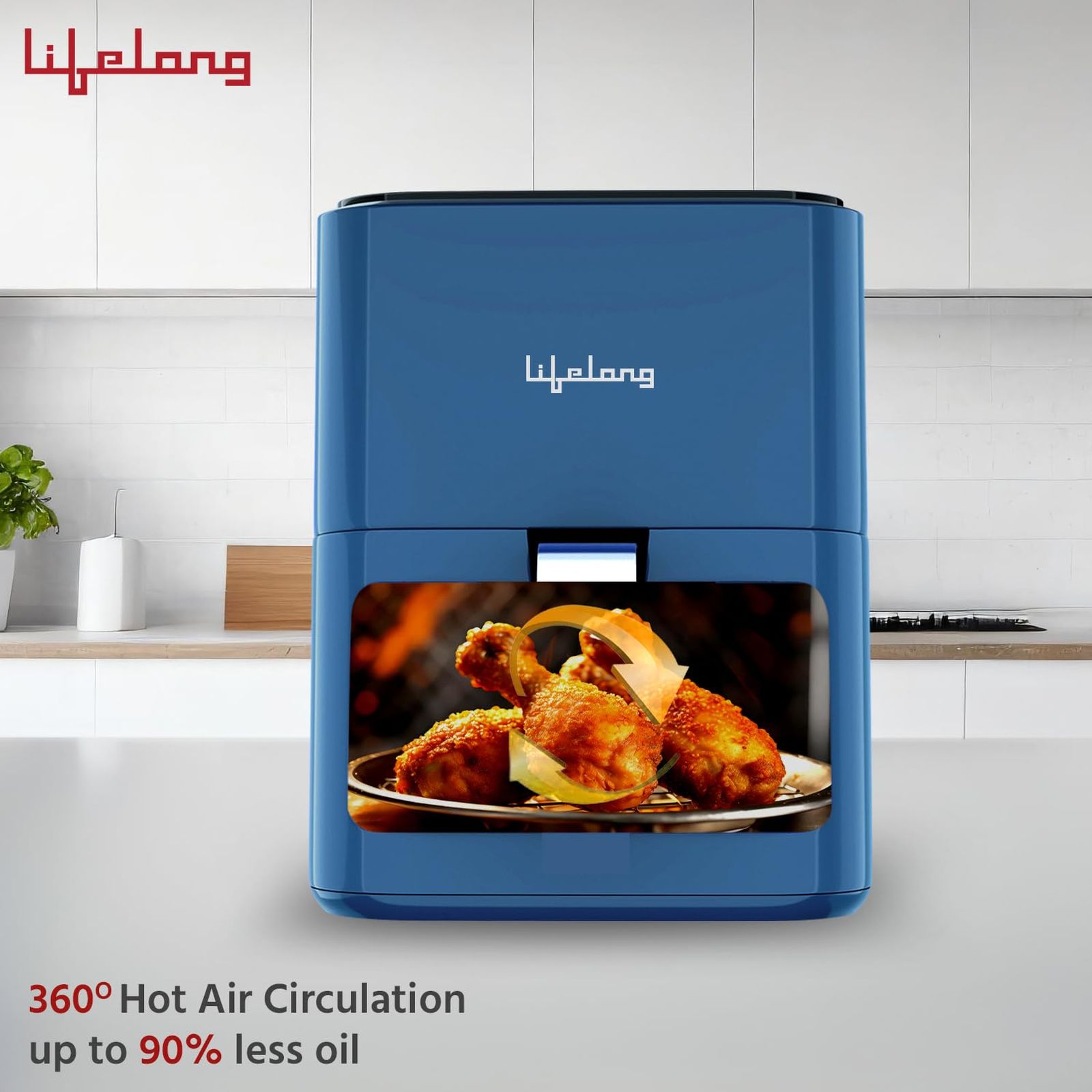 Lifelong LLHFD450 4L 1200 Watt Digital Air Fryer with 7 Preset Menus (Blue)_3