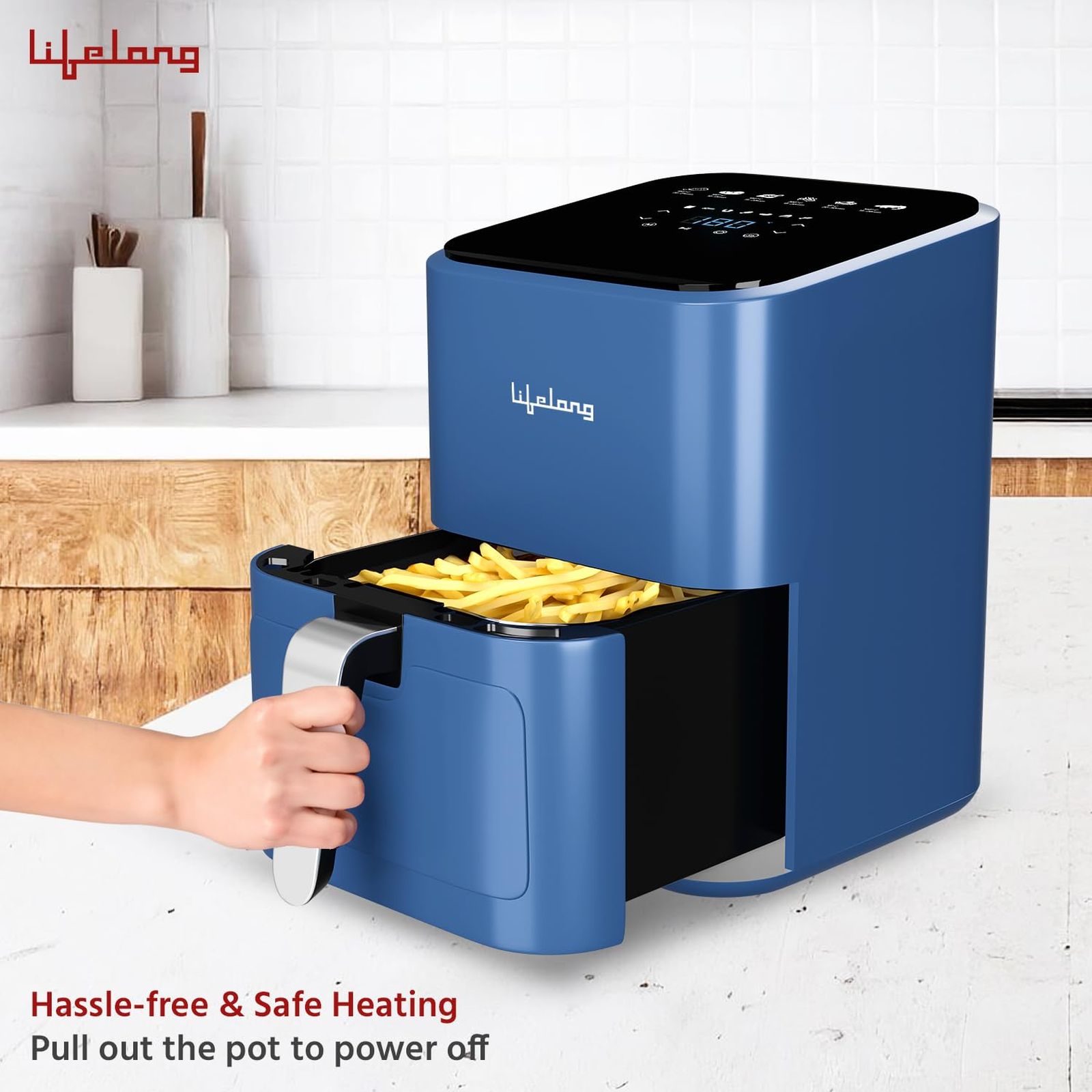 Lifelong LLHFD450 4L 1200 Watt Digital Air Fryer with 7 Preset Menus (Blue)_4