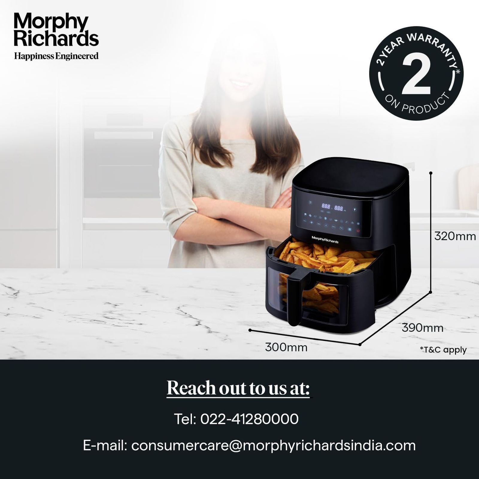 morphy richards Crystal Crysp 6.5L 1500 Watt Digital Air Fryer with 11 Preset Menus (Black)_8