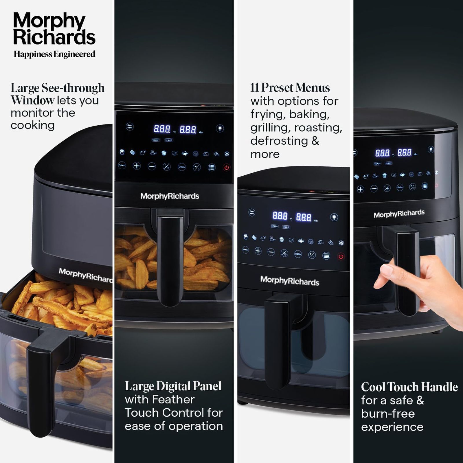 morphy richards Crystal Crysp 6.5L 1500 Watt Digital Air Fryer with 11 Preset Menus (Black)_5