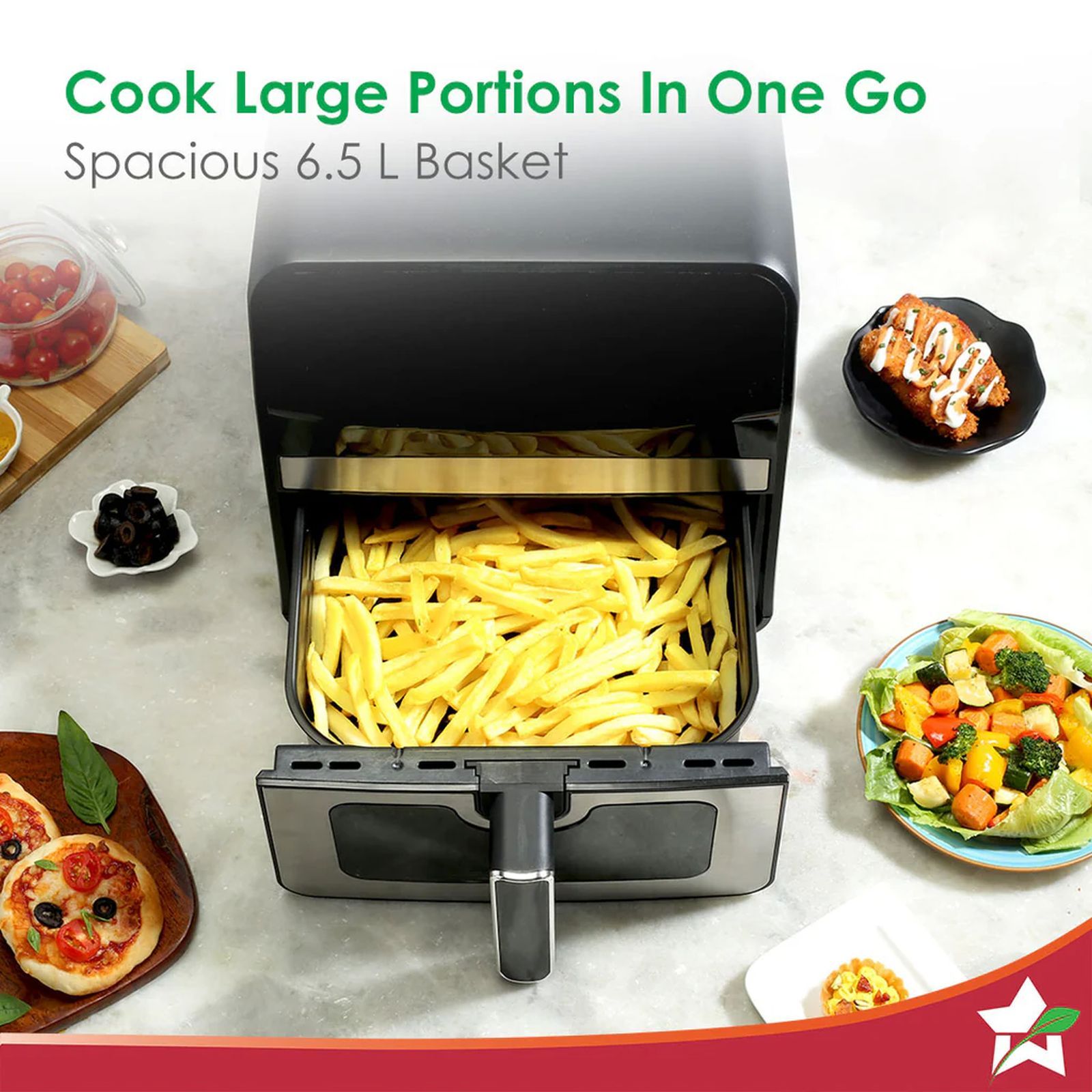 WONDERCHEF Regenta 6.5L 1800 Watt Digital Air Fryer with 8 Preset Menus (Grey)_7