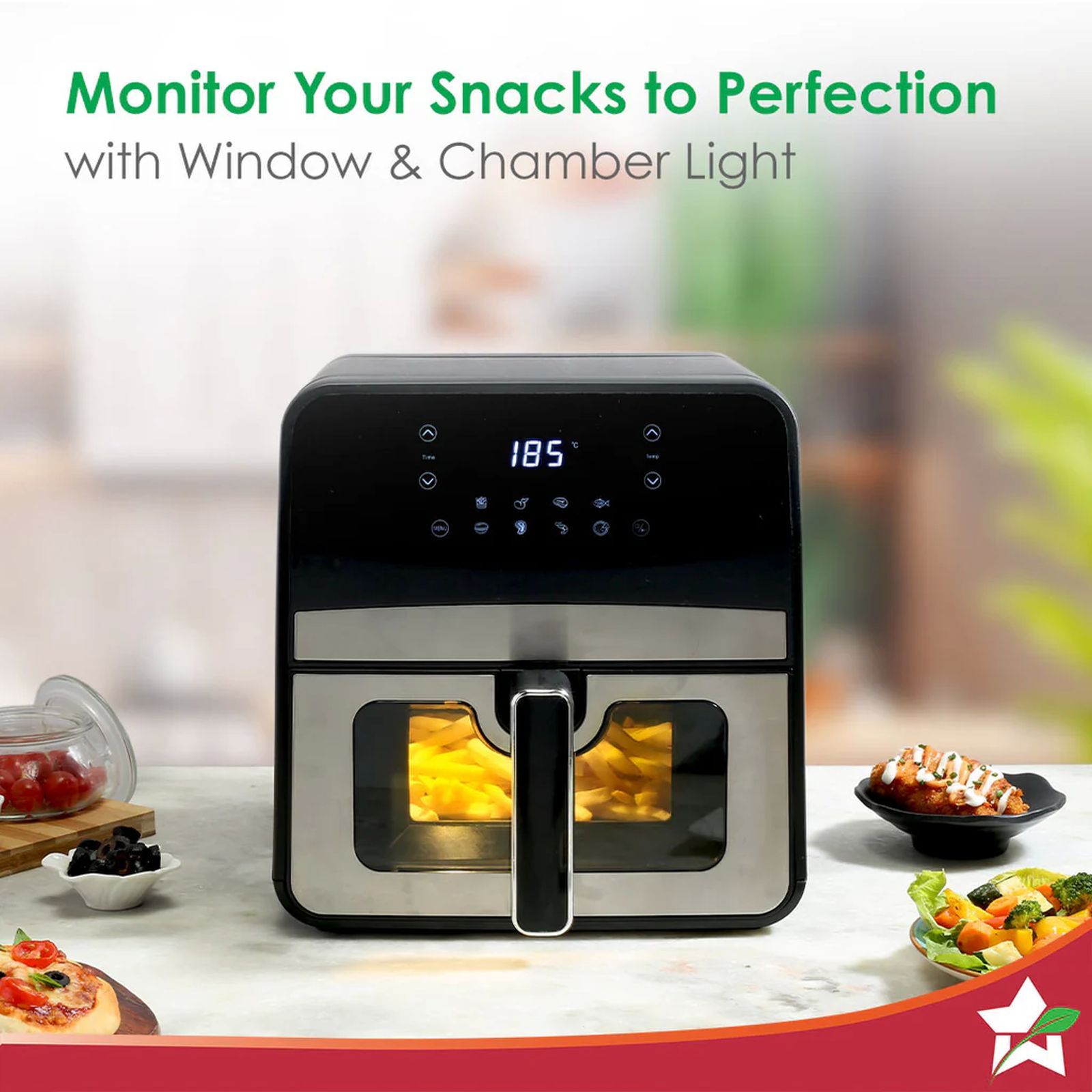 WONDERCHEF Regenta 6.5L 1800 Watt Digital Air Fryer with 8 Preset Menus (Grey)_4