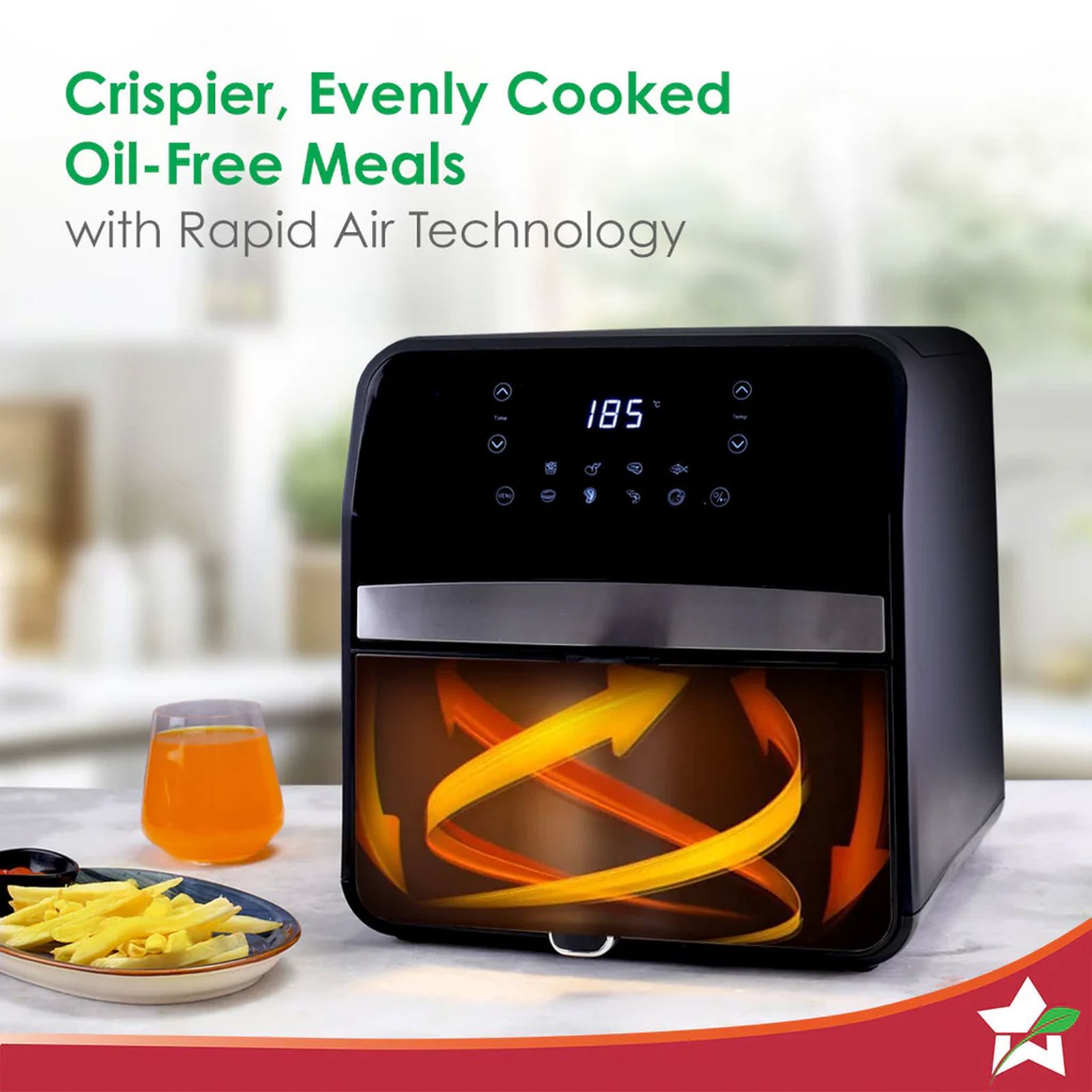 WONDERCHEF Regenta 6.5L 1800 Watt Digital Air Fryer with 8 Preset Menus (Grey)_6