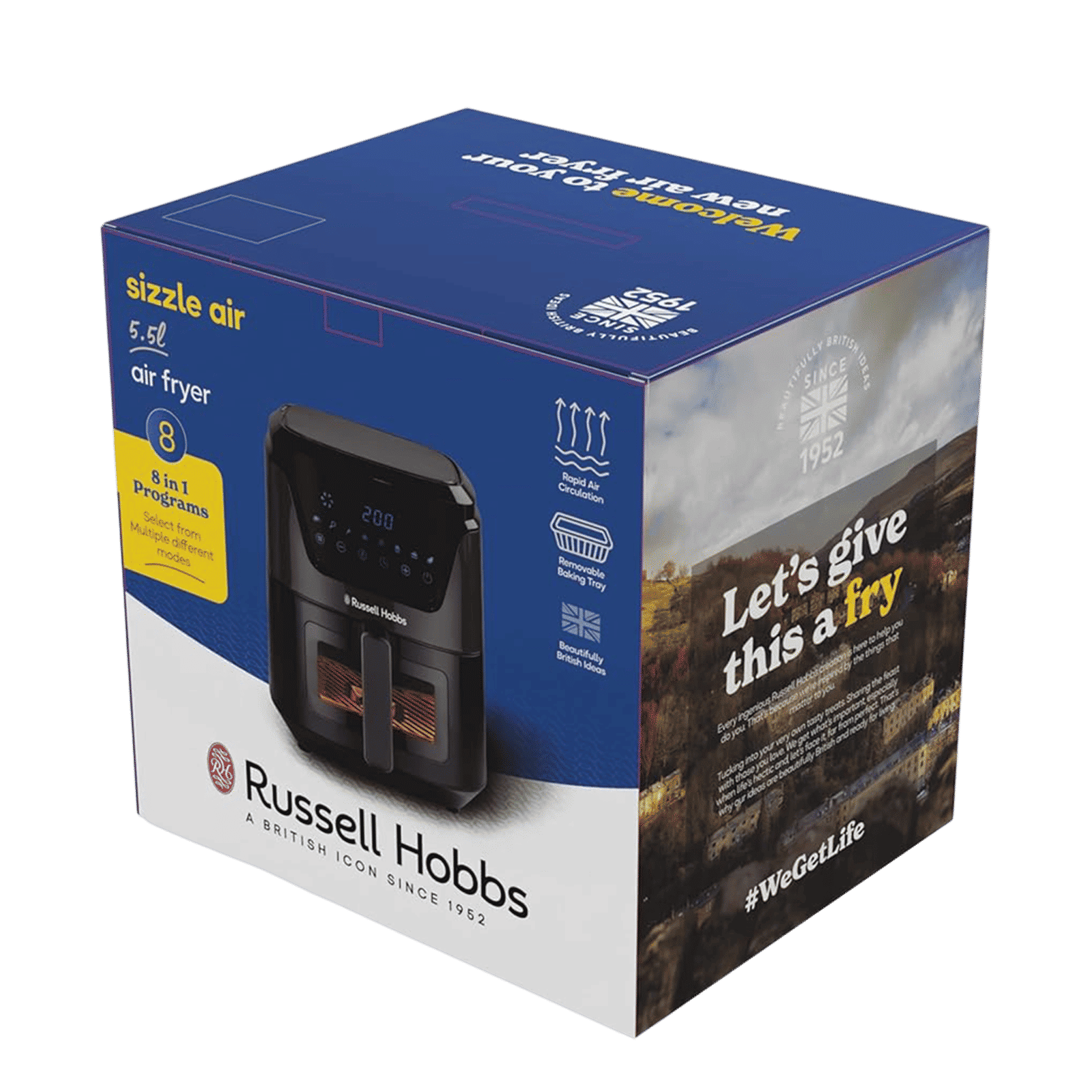 Russell Hobbs Sizzle Air 5.5L 1350 Watt Air Fryer with 8-in-1 Pre-Set Programs (Black)_4