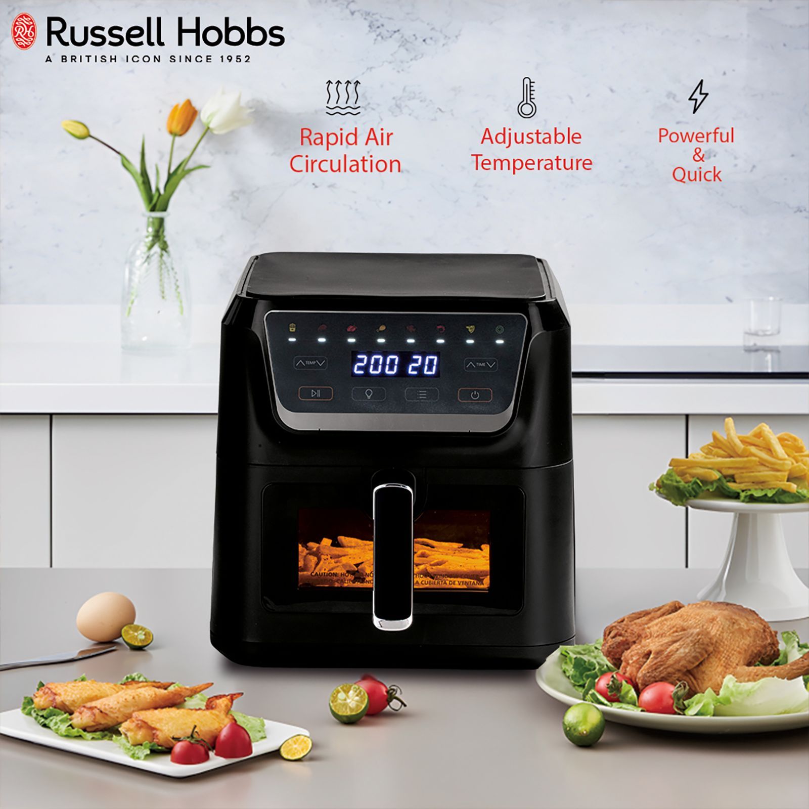 Russell Hobbs Sizzle Air 8L 1700 Watt Air Fryer with 8-in-1 Pre-Set Programs (Black)_7