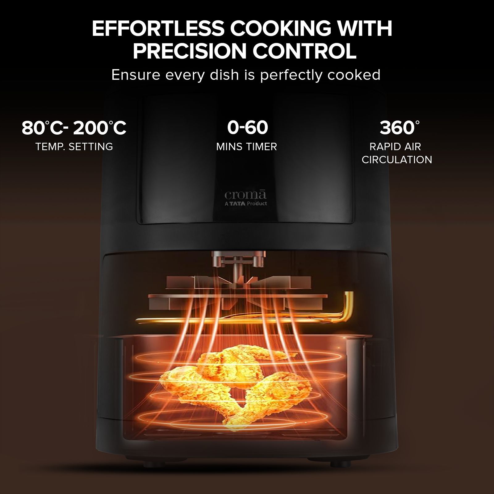 Croma AO6997 3.5L 1500 Watt Digital Air Fryer with Rapid Heat Circulation Technology (Black)_5