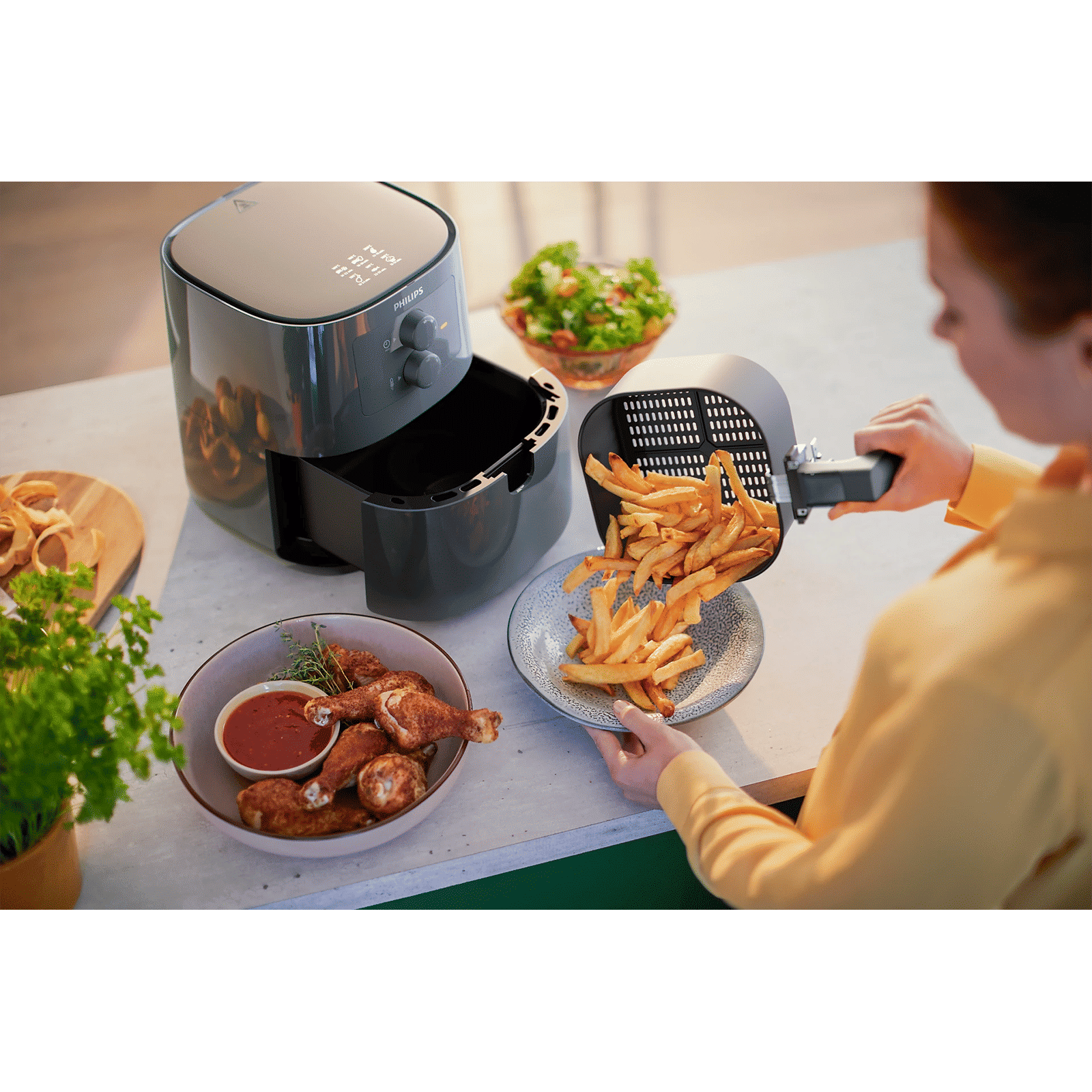 PHILIPS 3000 Series 4.1L 1400 Watt Air Fryer with Rapid Air Technology (Dark Slate)_8