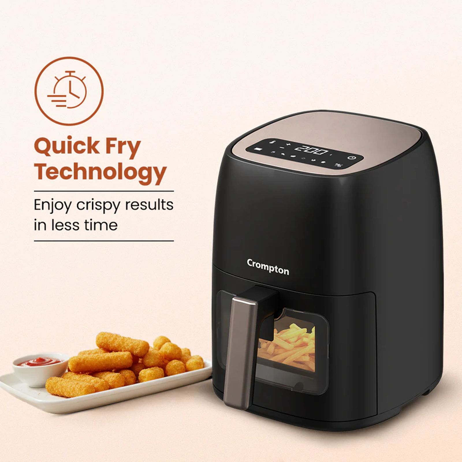 Crompton Ameo DLX 4.2L 1450 Watt Digital Air Fryer with Live Cooking Window (Black & Gold)_5