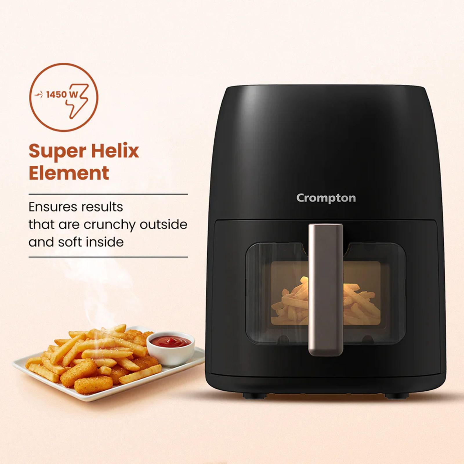 Crompton Ameo DLX 4.2L 1450 Watt Digital Air Fryer with Live Cooking Window (Black & Gold)_9