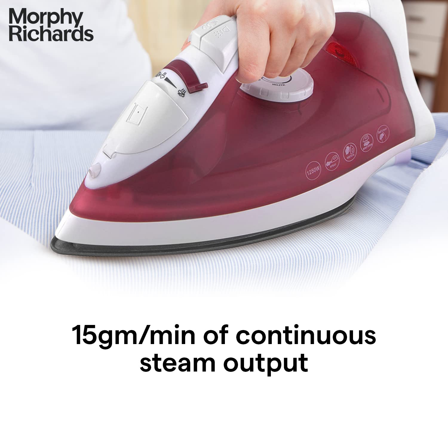 Morphy Richards Glide 1250 Watts 300ml Steam Iron (Vertical and Horizontal Ironing, Pink)_14