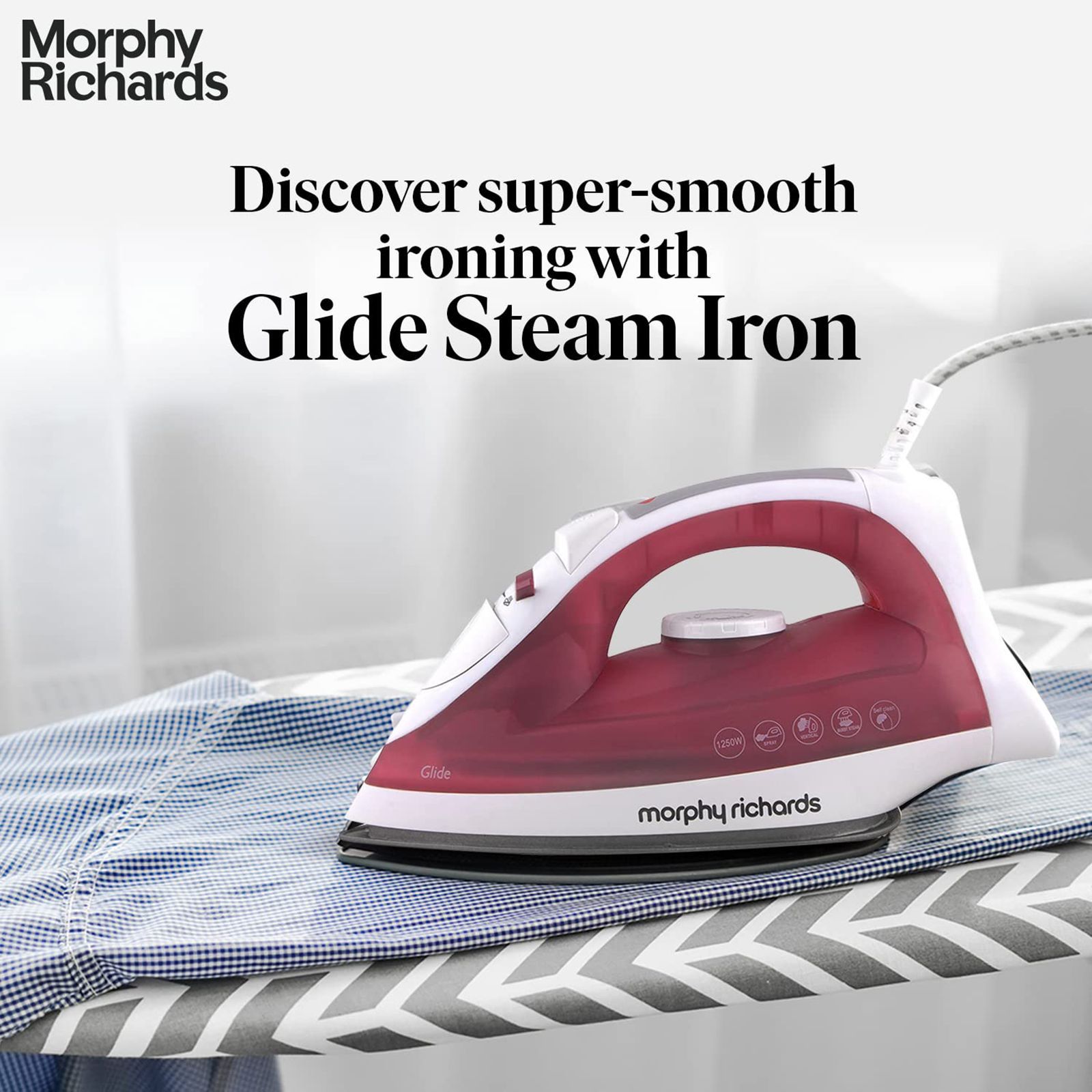 Morphy Richards Glide 1250 Watts 300ml Steam Iron (Vertical and Horizontal Ironing, Pink)_20