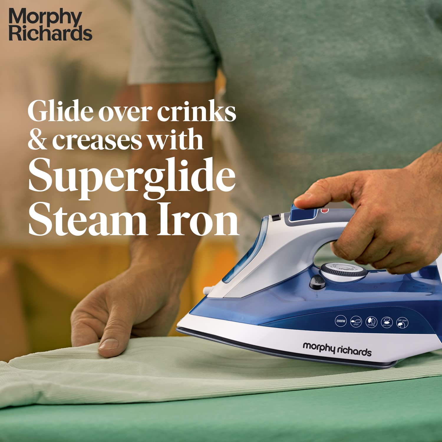 Morphy Richards Super Glide 2000 Watts 350ml Steam Iron (Steam Burst, Blue)_15