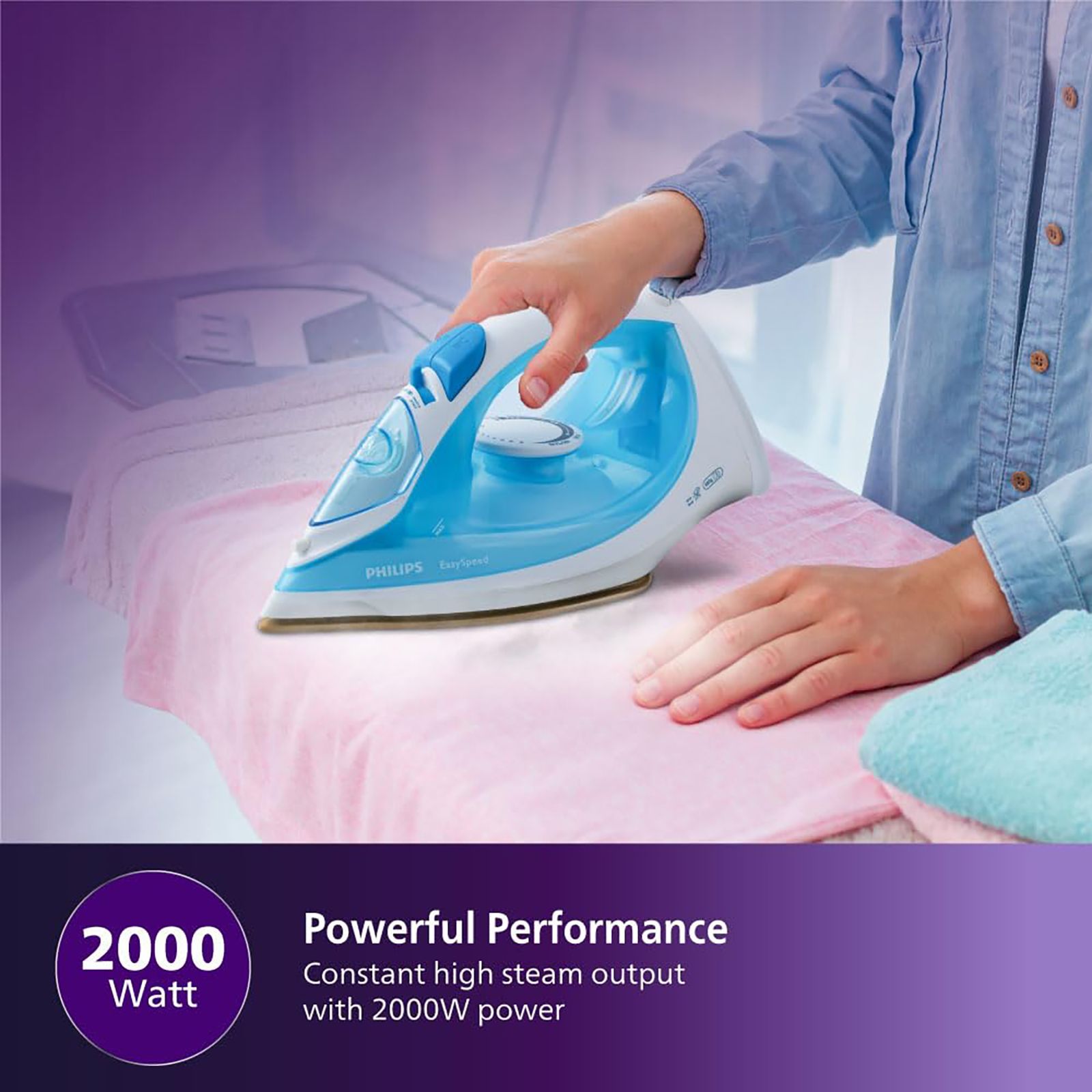 PHILIPS EasySpeed 2000 Watts 200ml Steam Iron (Drip Stop System, SkyBlue) PHILIPS EasySpeed 2000 Watts 200ml Steam Iron (Drip Stop System, SkyBlue)_2