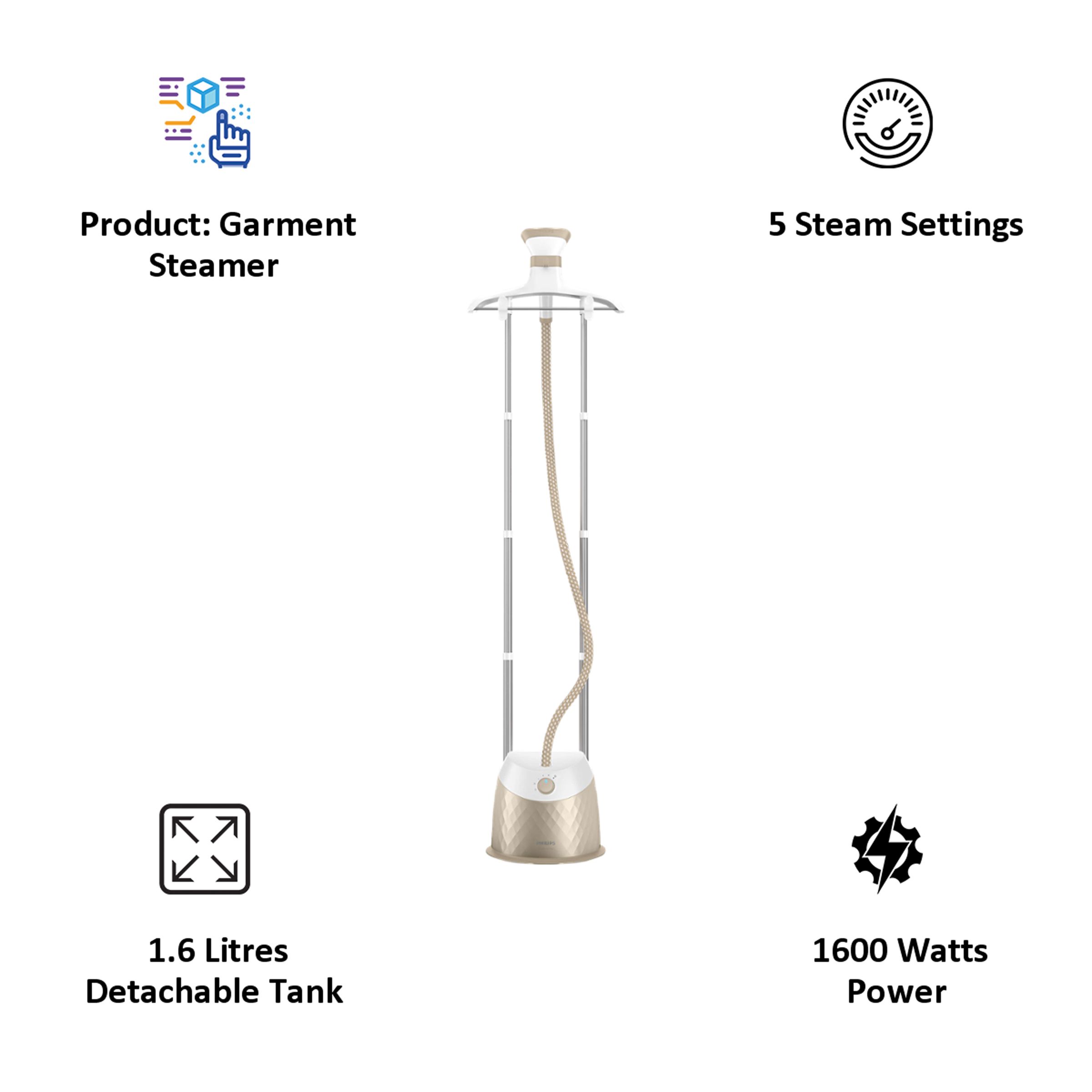 PHILIPS EasyTouch Plus 1600 Watts Standing Garment Steamer (1600ml Water Tank, 5 Modes, Detachable Water Tank, White)_5