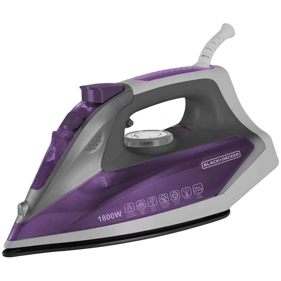 BLACK+DECKER BXIR1801IN 1800 Watts 220ml Steam Iron (Anti Drip, Purple)_1