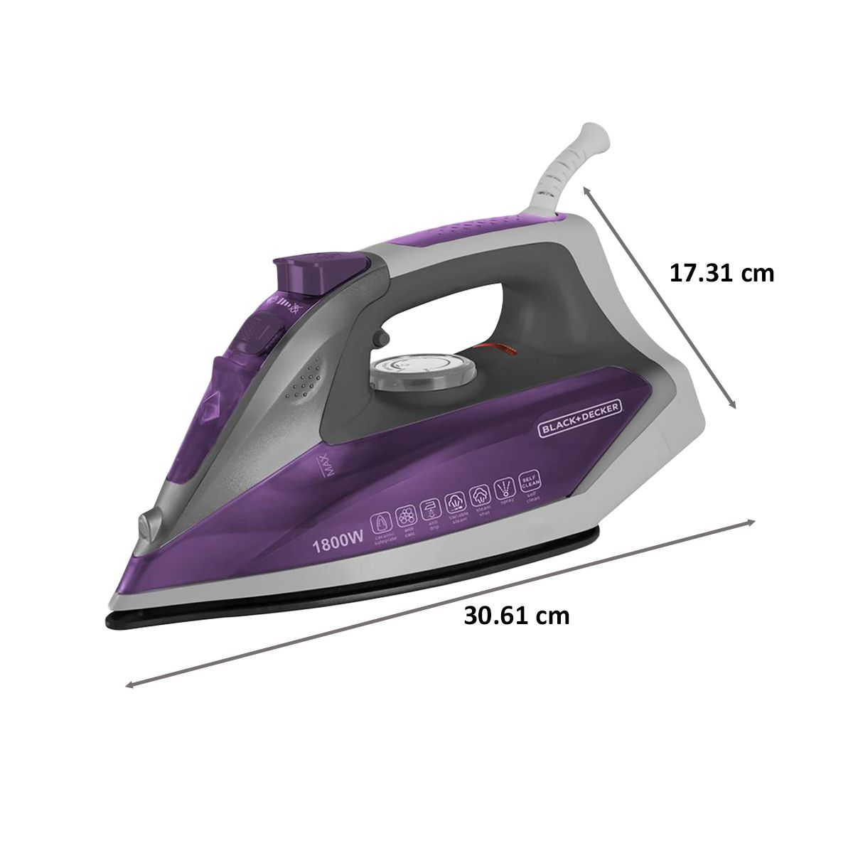 BLACK+DECKER BXIR1801IN 1800 Watts 220ml Steam Iron (Anti Drip, Purple)_2