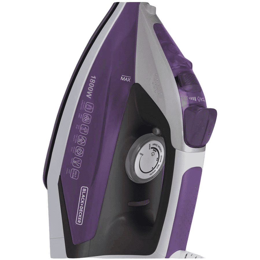 BLACK+DECKER BXIR1801IN 1800 Watts 220ml Steam Iron (Anti Drip, Purple)_5