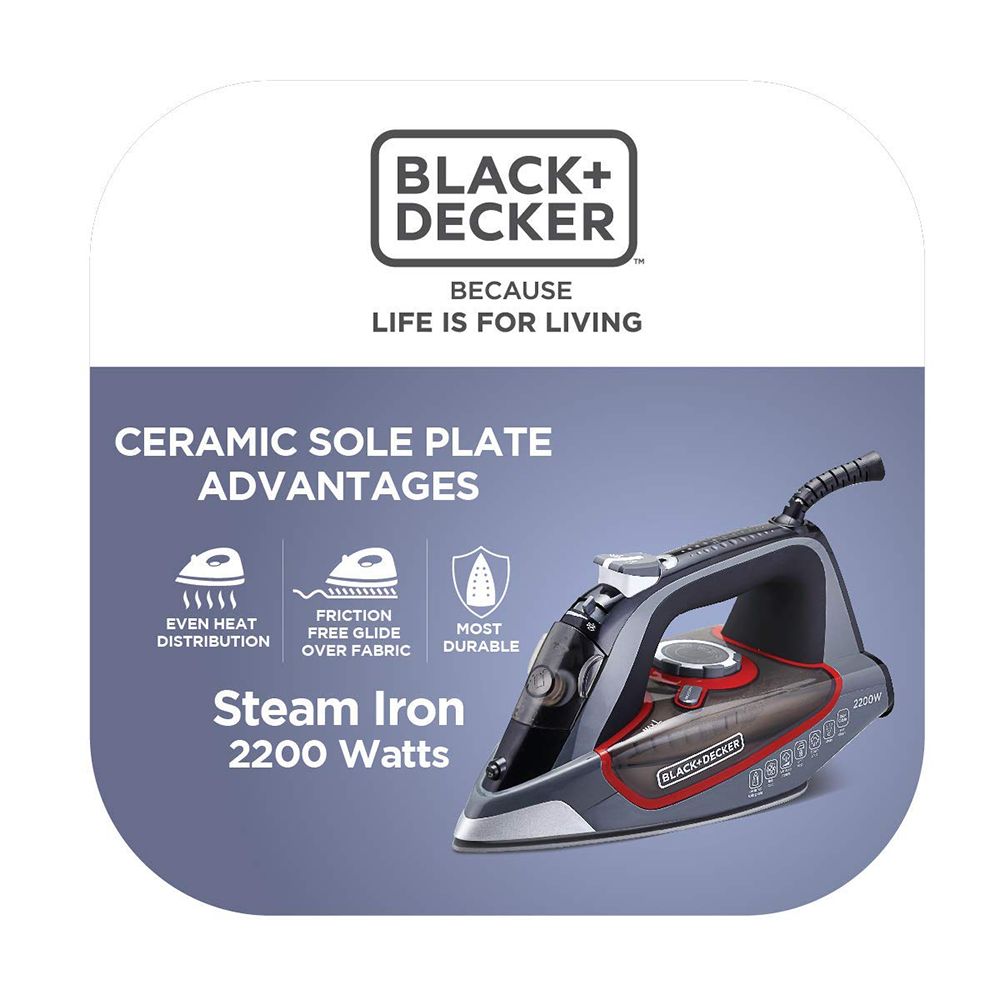 Black & Decker 2200 Watts 380ml Steam Iron (Ceramic Sole Plate, BXIR2202IN, Grey)_11