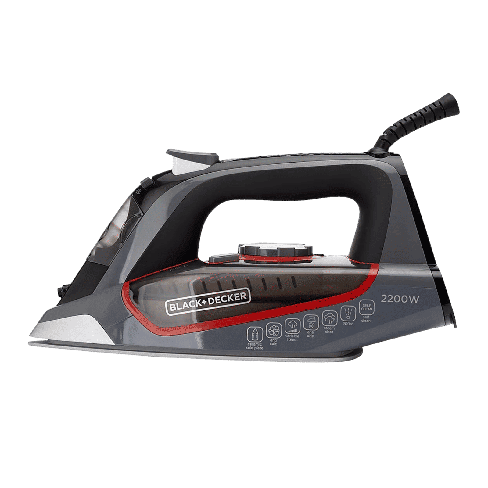 Black & Decker 2200 Watts 380ml Steam Iron (Ceramic Sole Plate, BXIR2202IN, Grey)_4