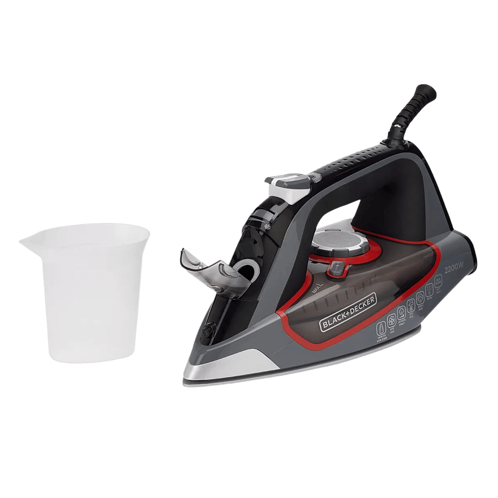 Black & Decker 2200 Watts 380ml Steam Iron (Ceramic Sole Plate, BXIR2202IN, Grey)_10