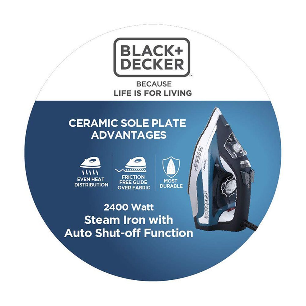 Black & Decker 2400 Watts 380ml Steam Iron (Auto Shut Off, BXIR2401IN, Blue) Black & Decker 2400 Watts 380ml Steam Iron (Auto Shut Off, BXIR2401IN, Blue)_10