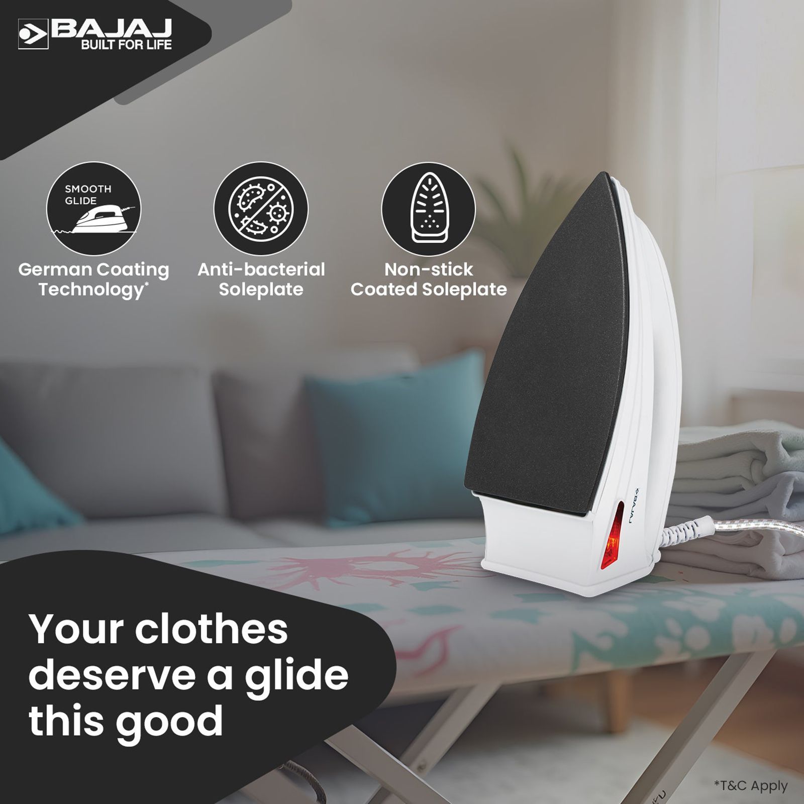 BAJAJ Majesty DX 6 1000 Watts Dry Iron (German Coating Technology, White)_8