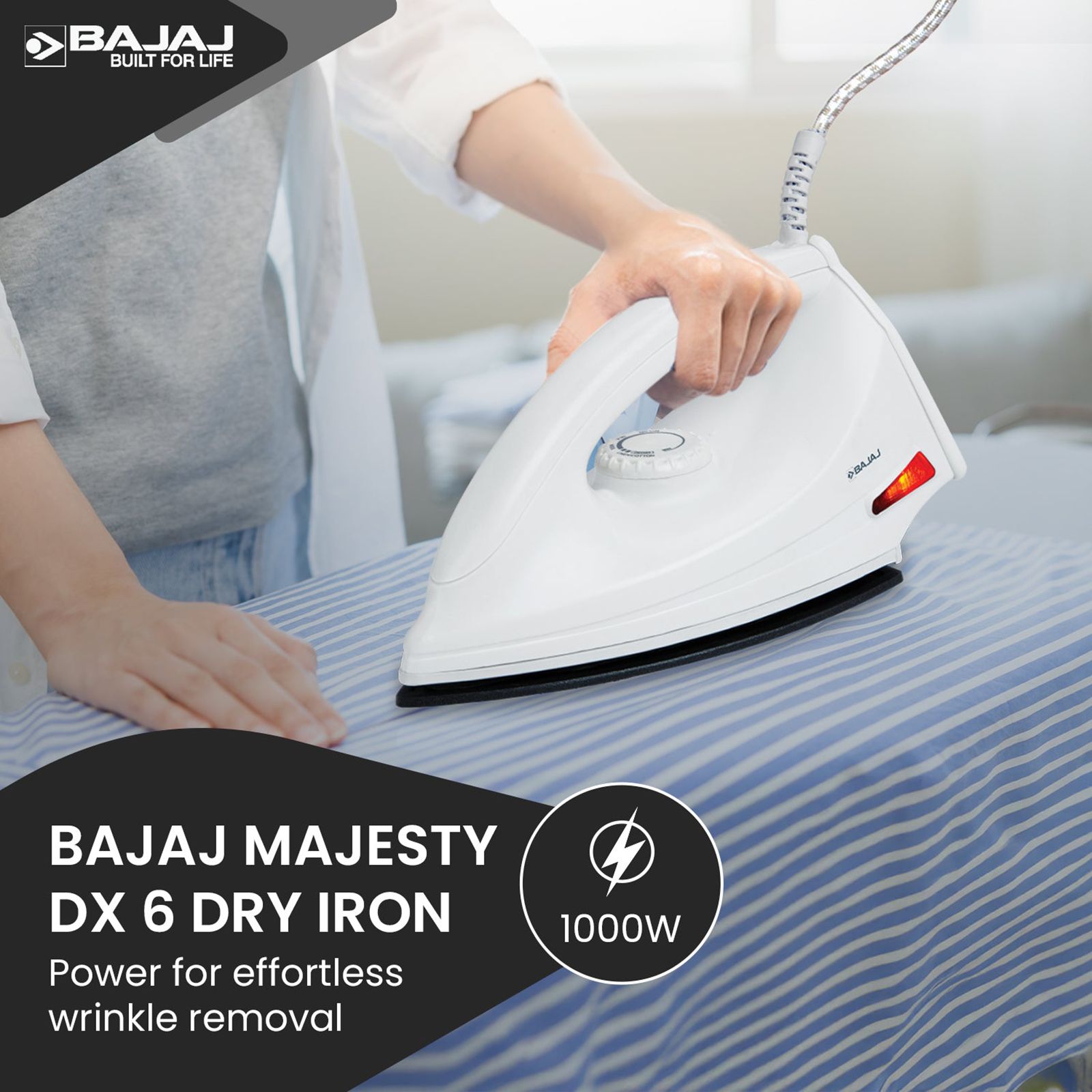 BAJAJ Majesty DX 6 1000 Watts Dry Iron (German Coating Technology, White)_16