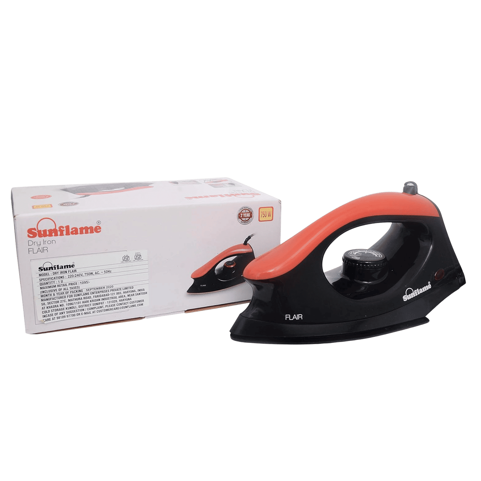 Sunflame Flair 750 Watts Dry Iron (Automatic Temperature Control, Black & Red)_6