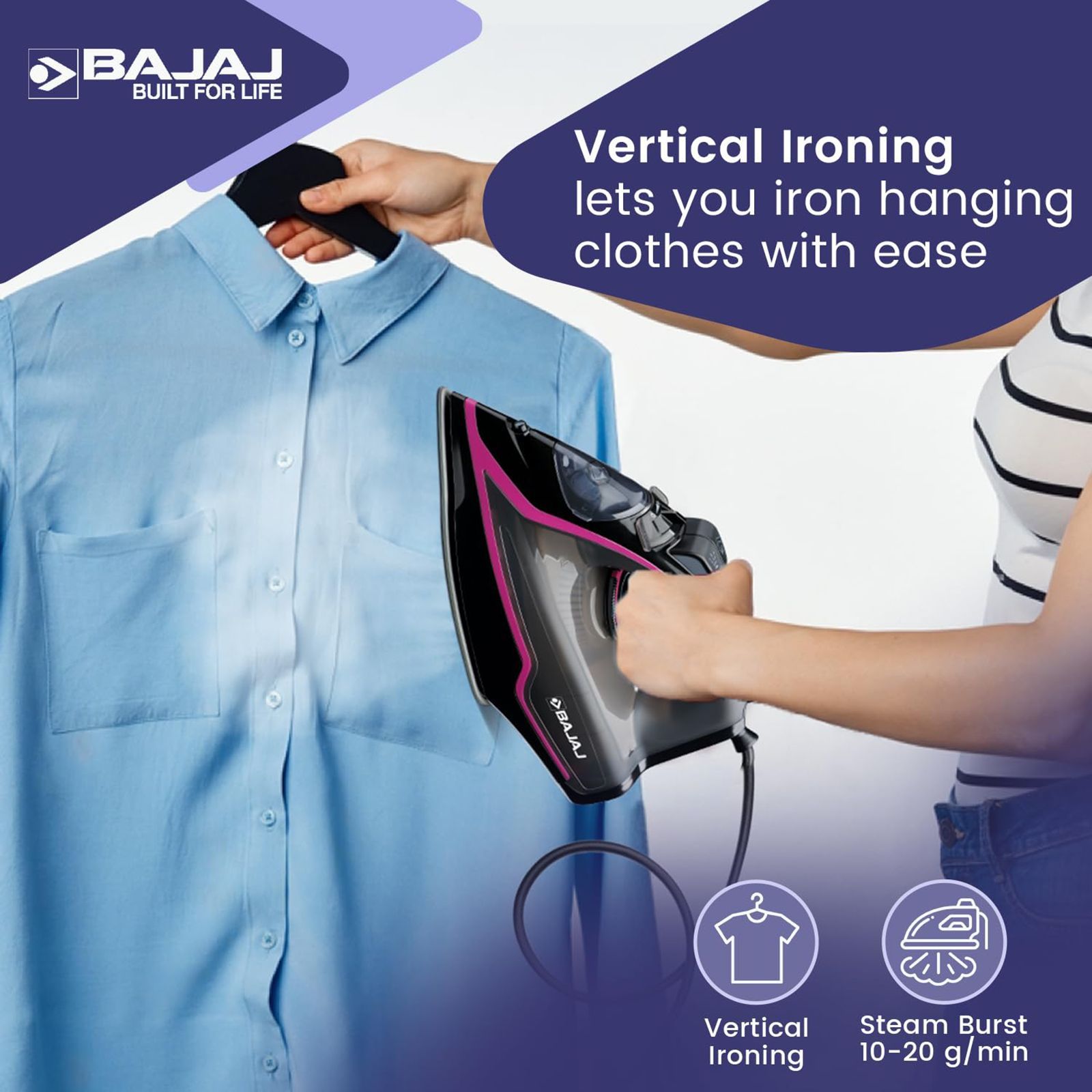 BAJAJ MX-35N 2000 Watts 210ml Steam Iron (Vertical & Horizontal Ironing, Black) BAJAJ MX-35N 2000 Watts 210ml Steam Iron (Vertical & Horizontal Ironing, Black)_7