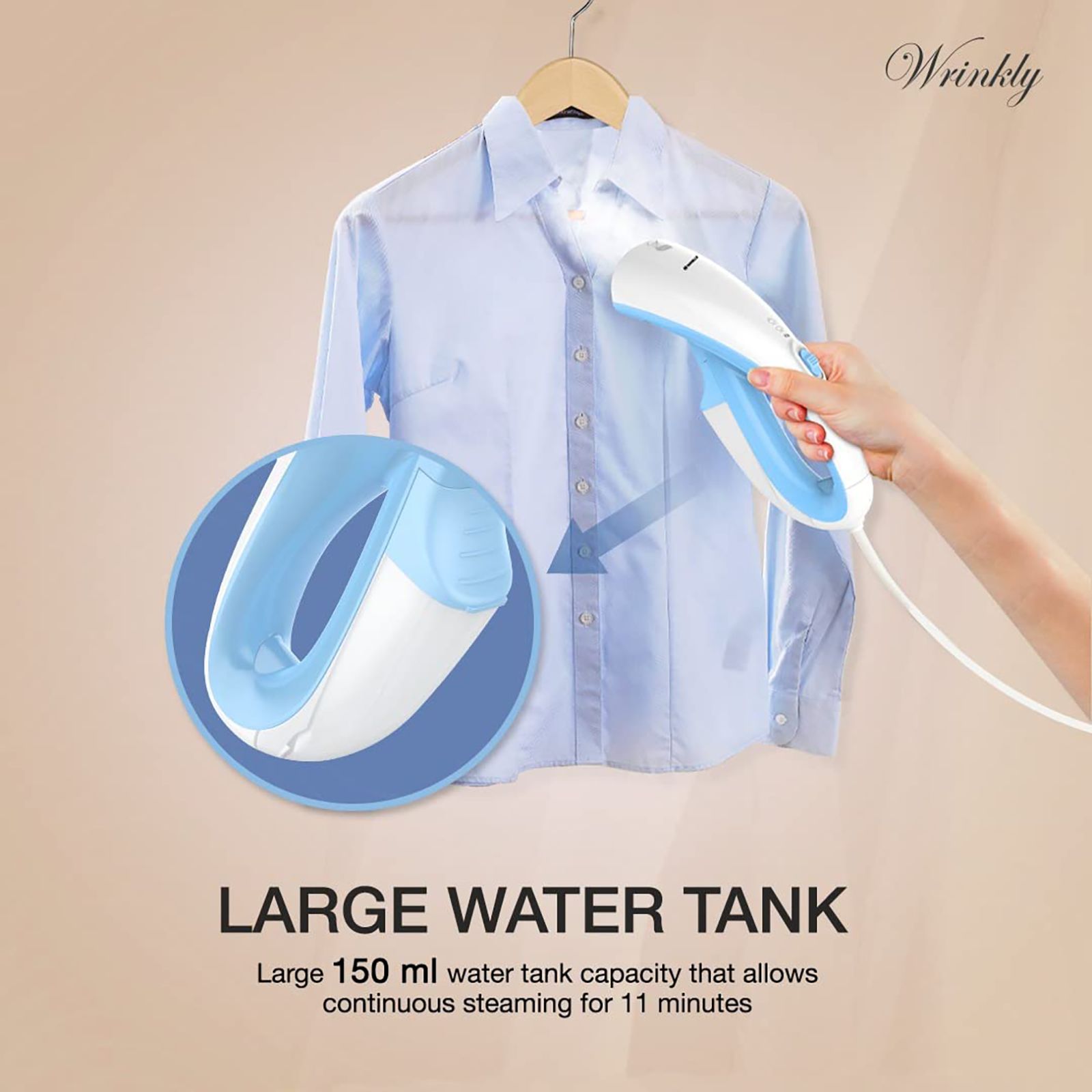 HAVELLS Wrinkly 920 Watt Garment Steamer (GHGGSBPB092, Blue)_5