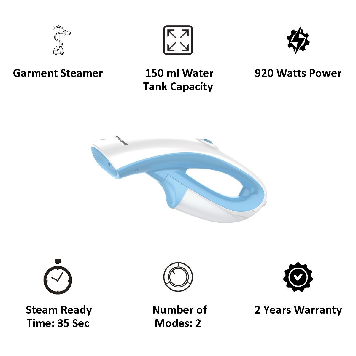 HAVELLS Wrinkly 920 Watt Garment Steamer (GHGGSBPB092, Blue)_3