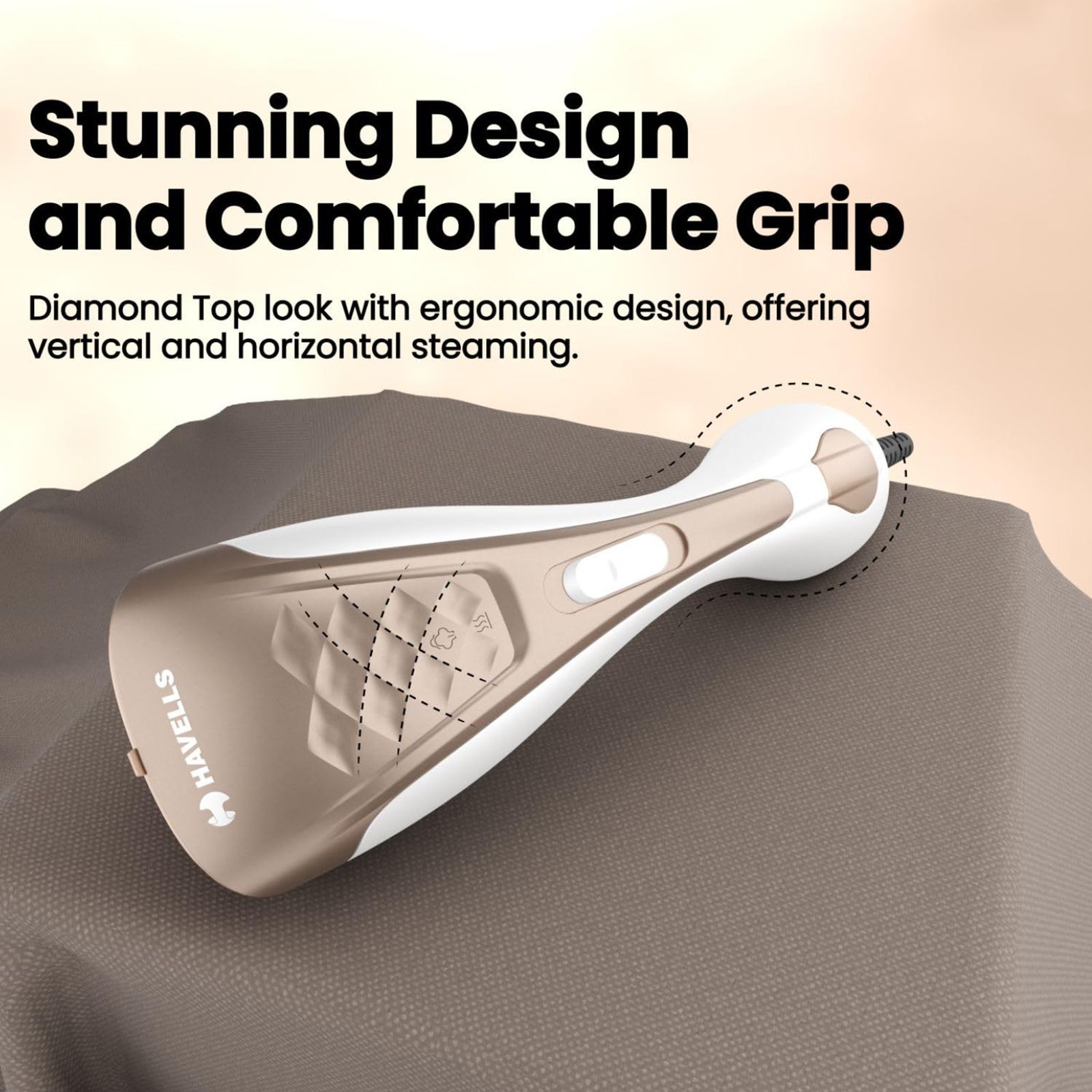 HAVELLS Elegance 1200 Watts Handheld Garment Steamer (150ml Water Tank, 2 Mode, Gold)_4