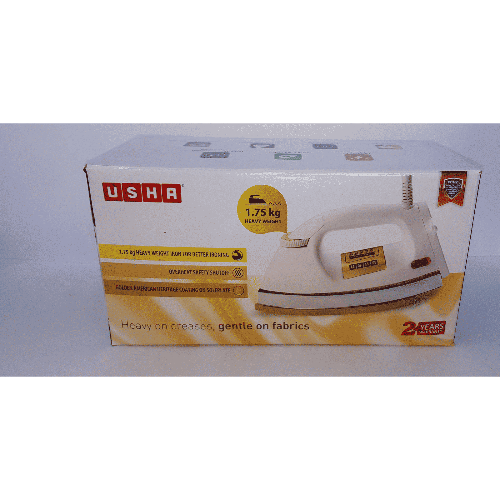 USHA EI 3710 1000 Watts Dry Iron (360 Degree Swivel Cord, White)_3