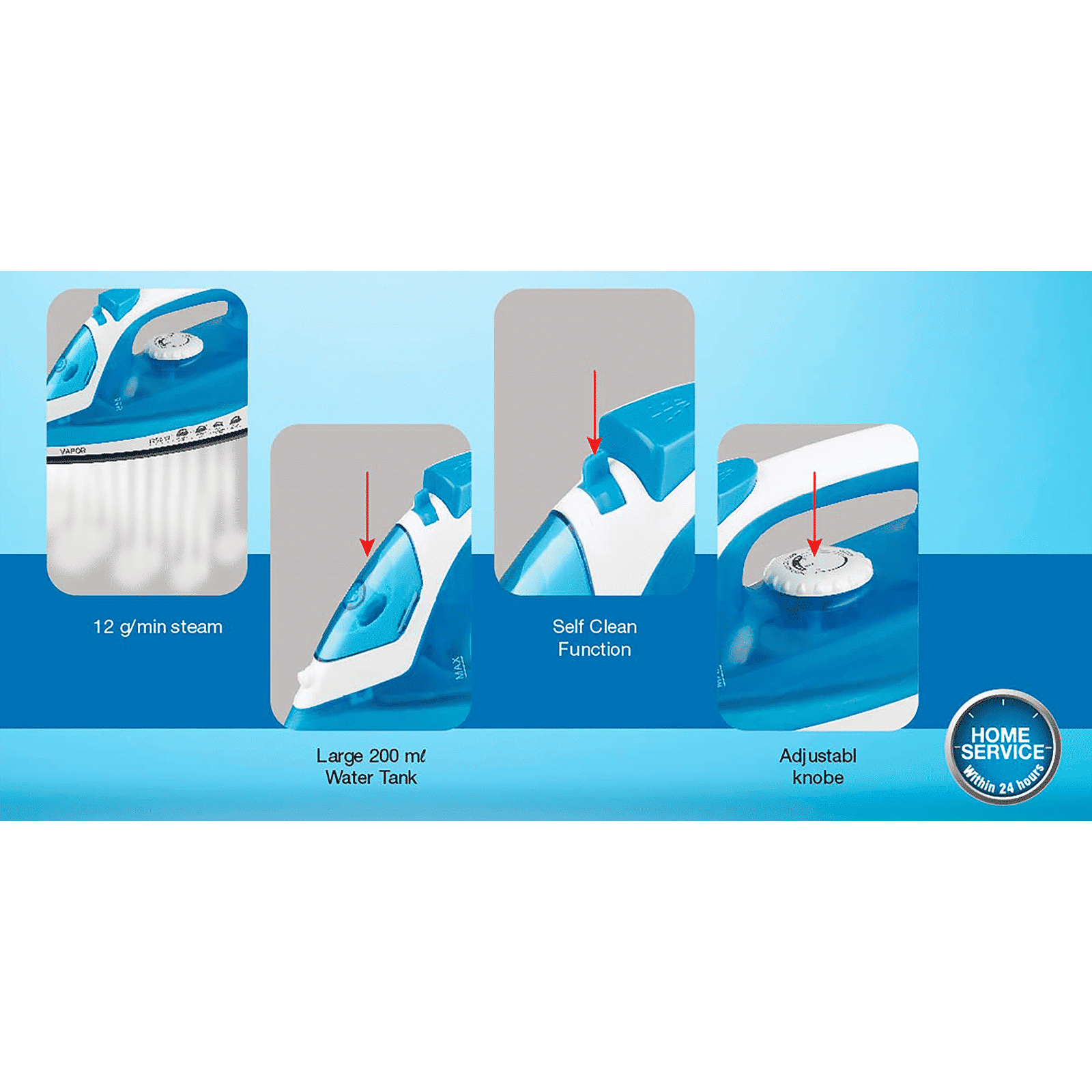 HAVELLS Vapor 1250 Watts 200ml Steam Iron (Vertical & Horizontal Ironing, Blue)_9