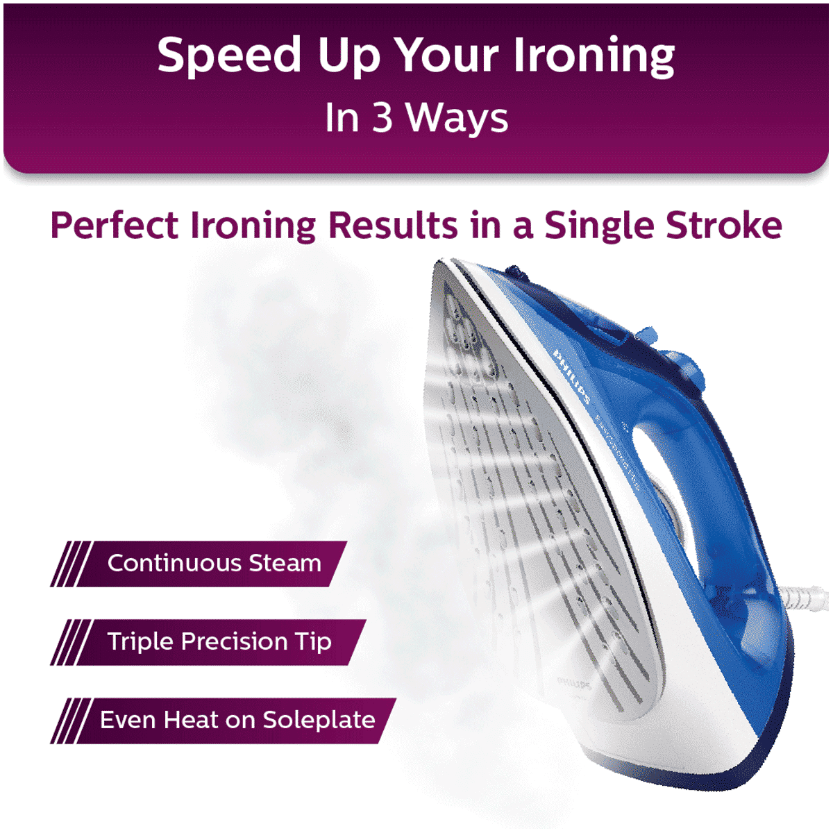 PHILIPS EasySpeed Plus 2200 Watts 270ml Steam Iron (Built-in Calc Clean Slider, Blue)_11