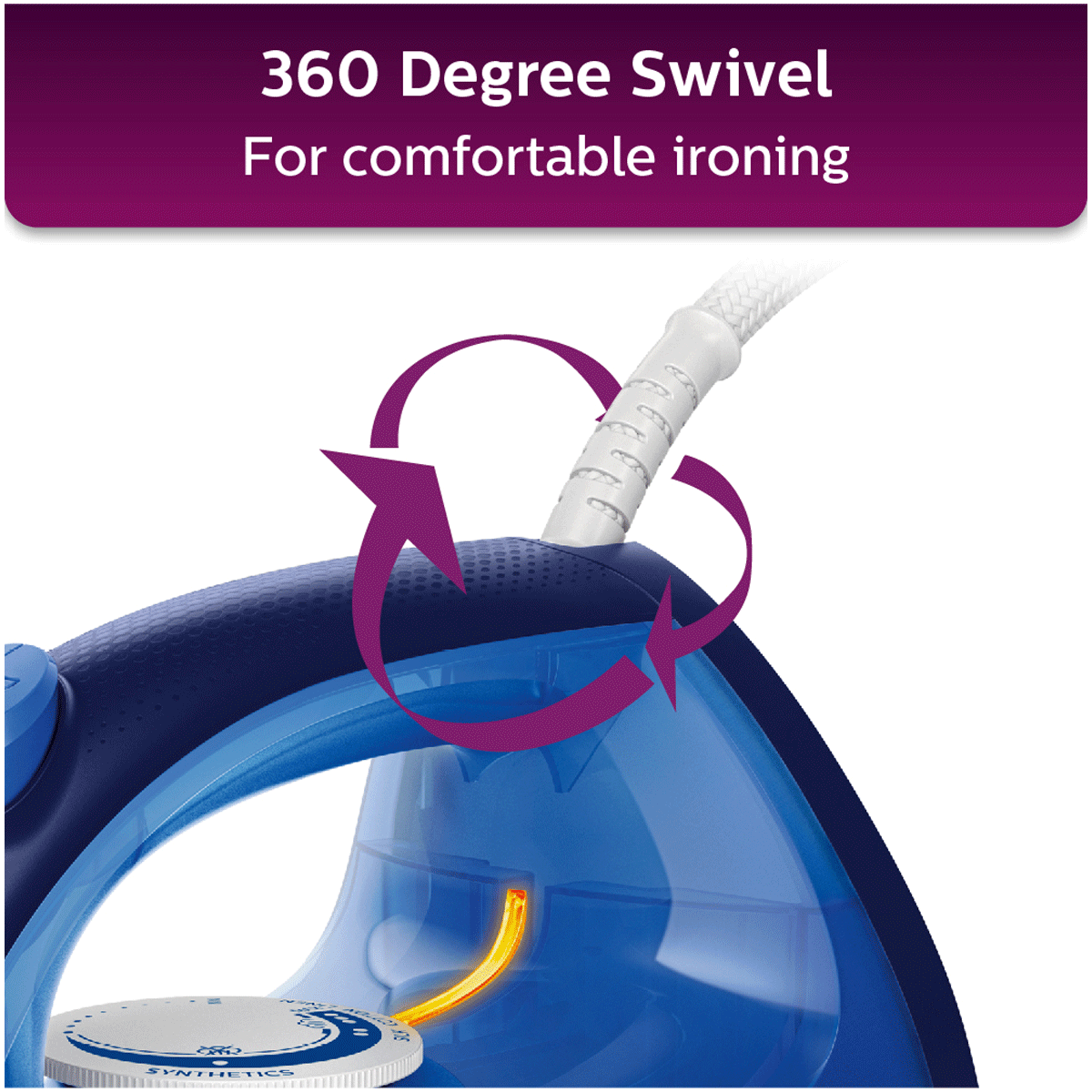 PHILIPS EasySpeed Plus 2200 Watts 270ml Steam Iron (Built-in Calc Clean Slider, Blue)_6