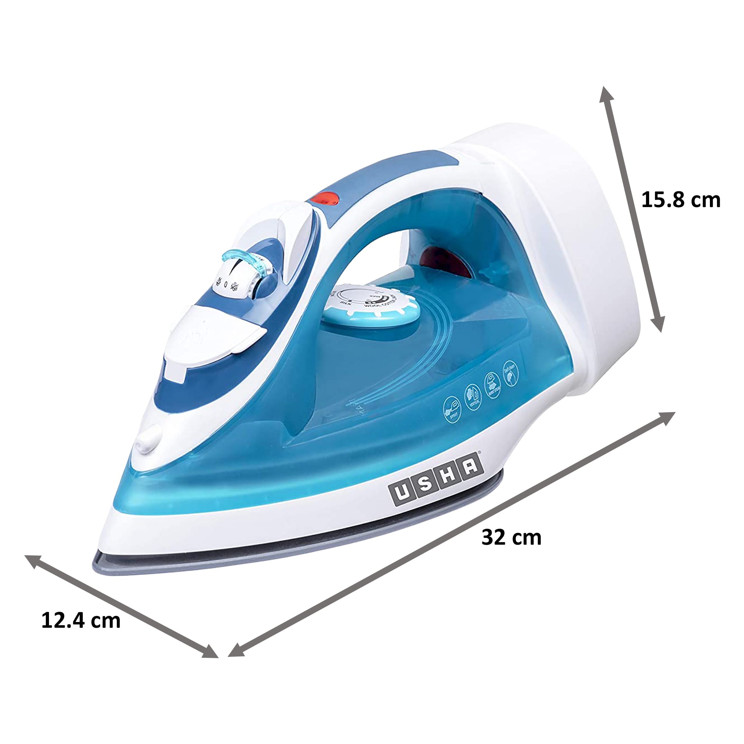 USHA Helix Pro 2000 Watts 250ml Steam Iron (Anti Drip Function, Blue)_2