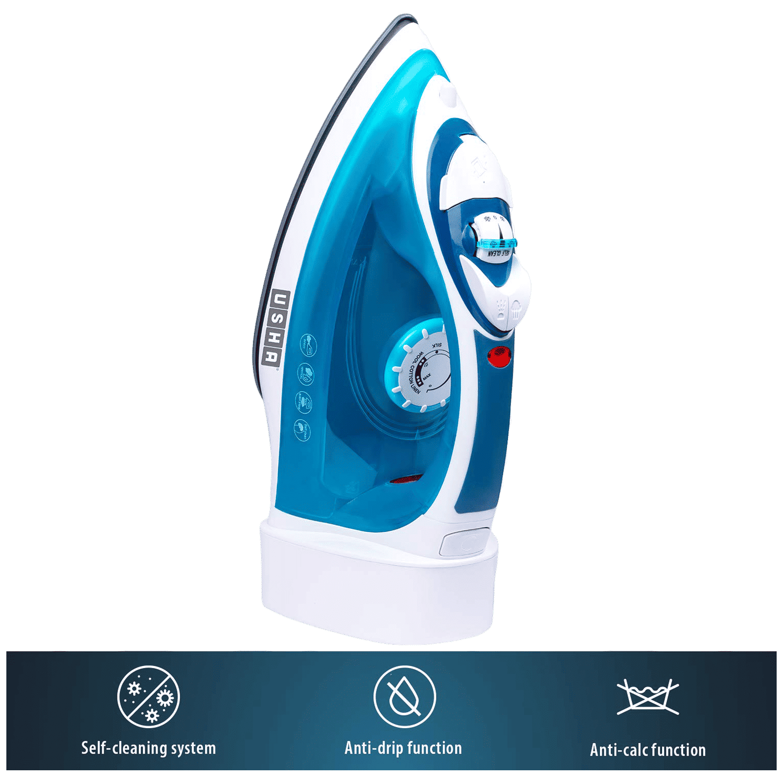 USHA Helix Pro 2000 Watts 250ml Steam Iron (Anti Drip Function, Blue)_3