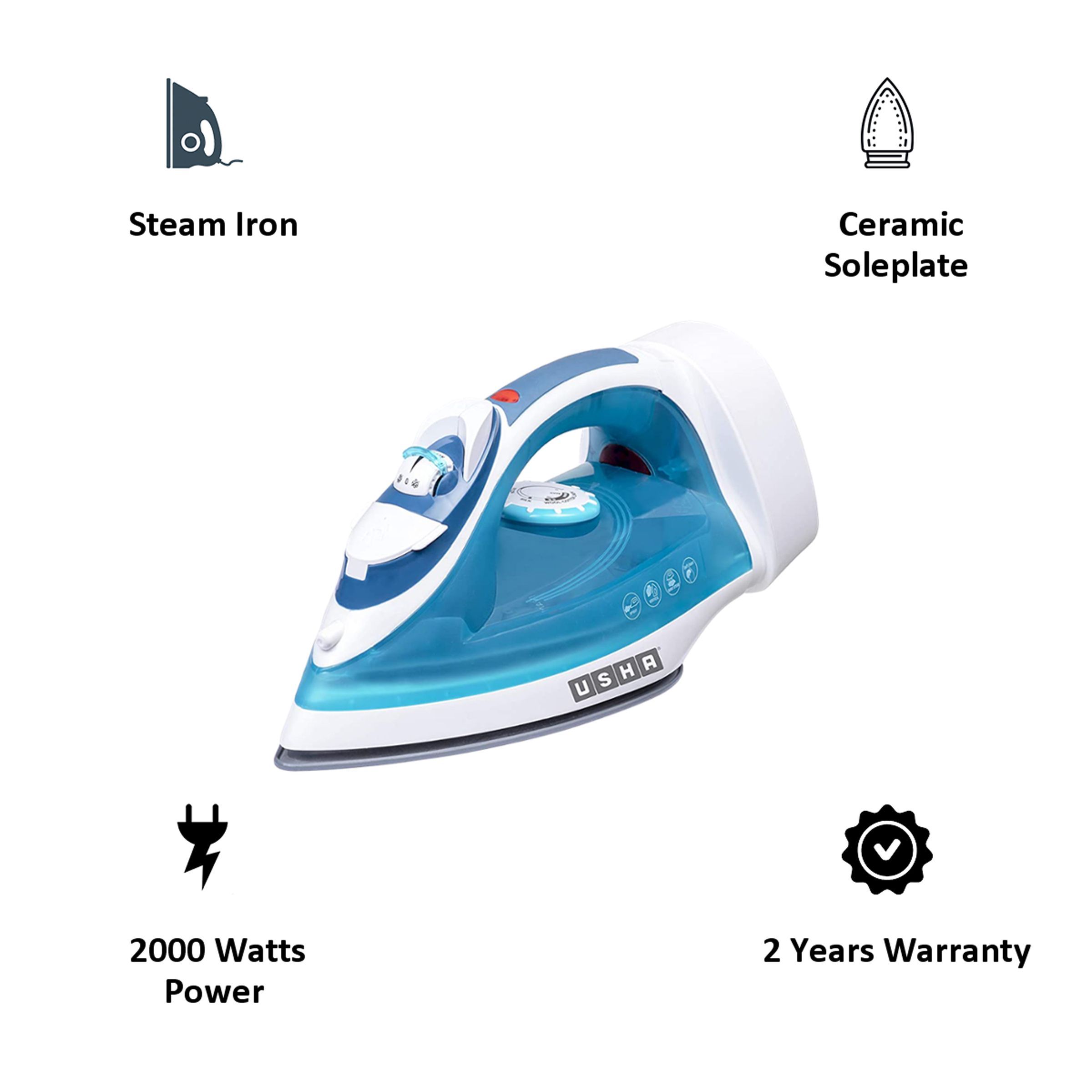 USHA Helix Pro 2000 Watts 250ml Steam Iron (Anti Drip Function, Blue)_6