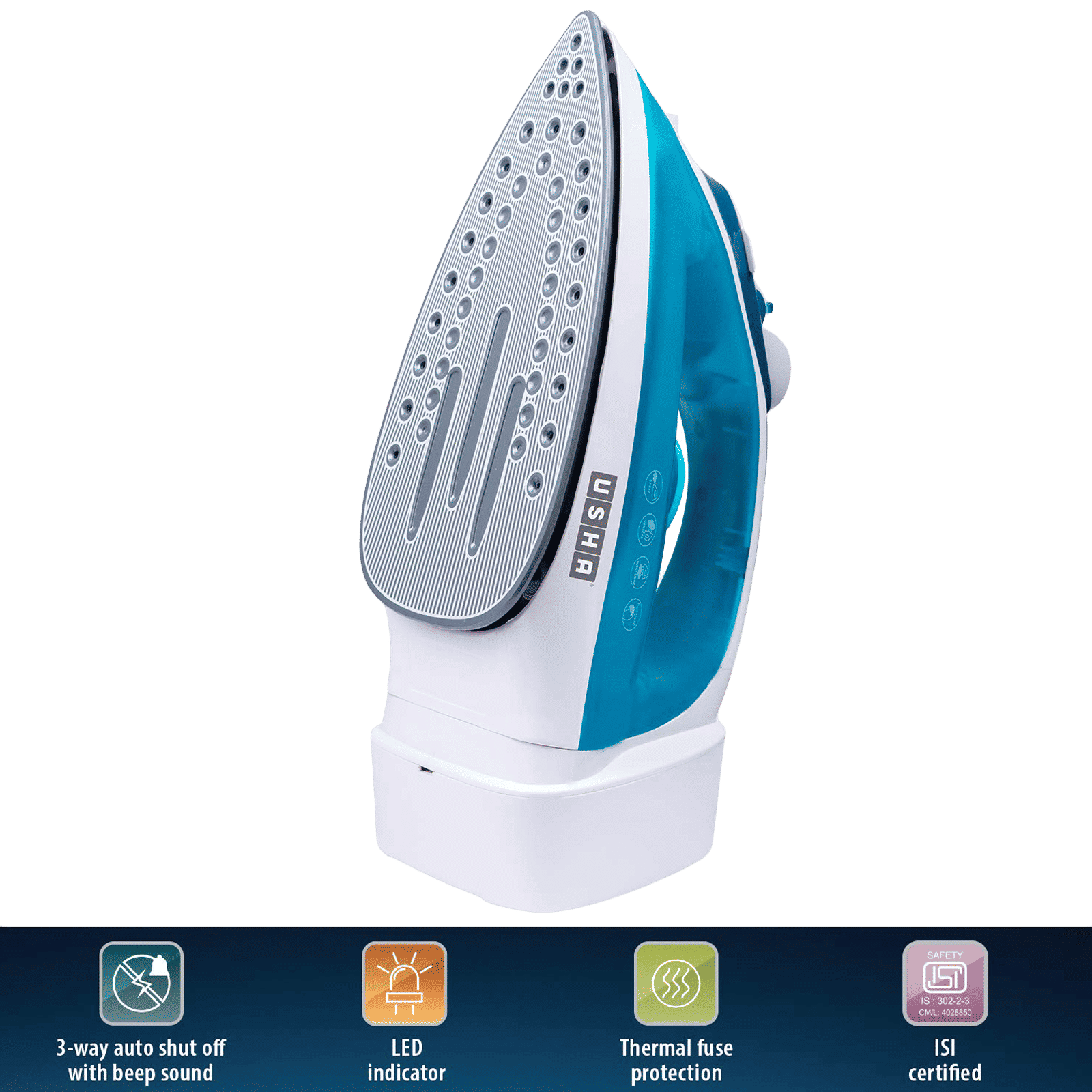 USHA Helix Pro 2000 Watts 250ml Steam Iron (Anti Drip Function, Blue)_8